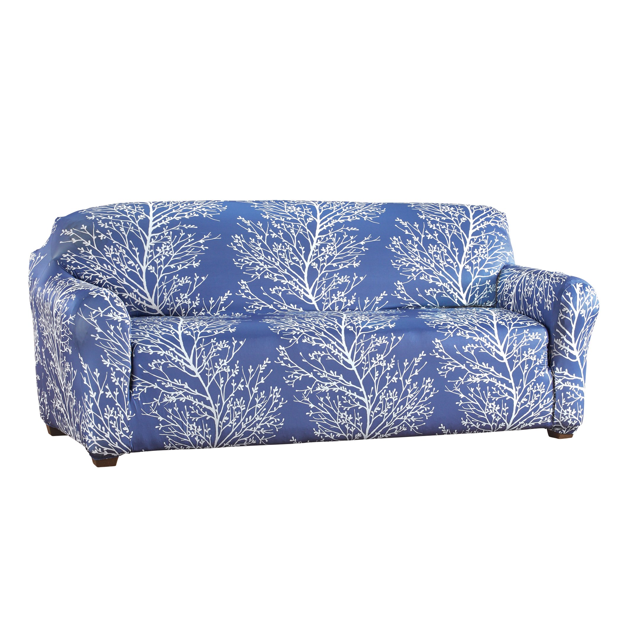 Elegant Foliage Design Furniture Cover Sofa Navy