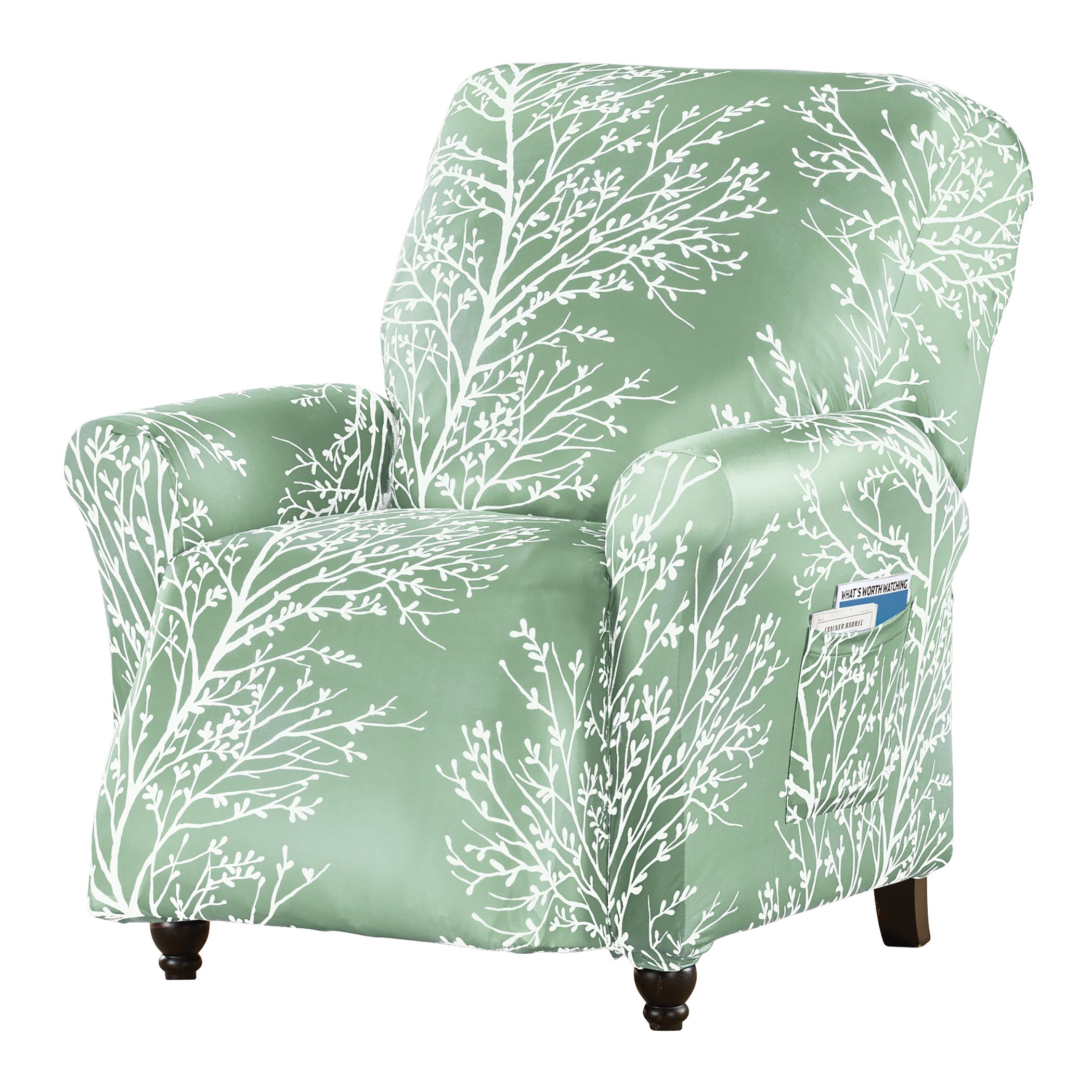 Elegant Foliage Design Furniture Cover Recliner Sage