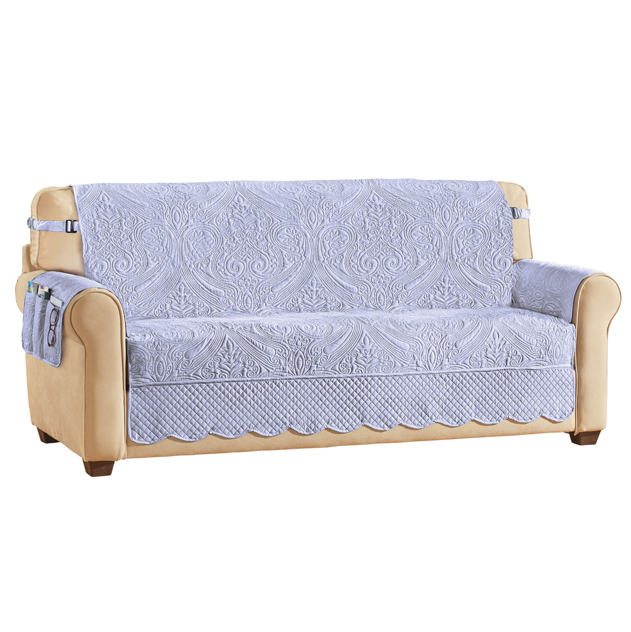 Luxe Quilted Furniture Cover with Arm Cover Pocket Sofa Lavender
