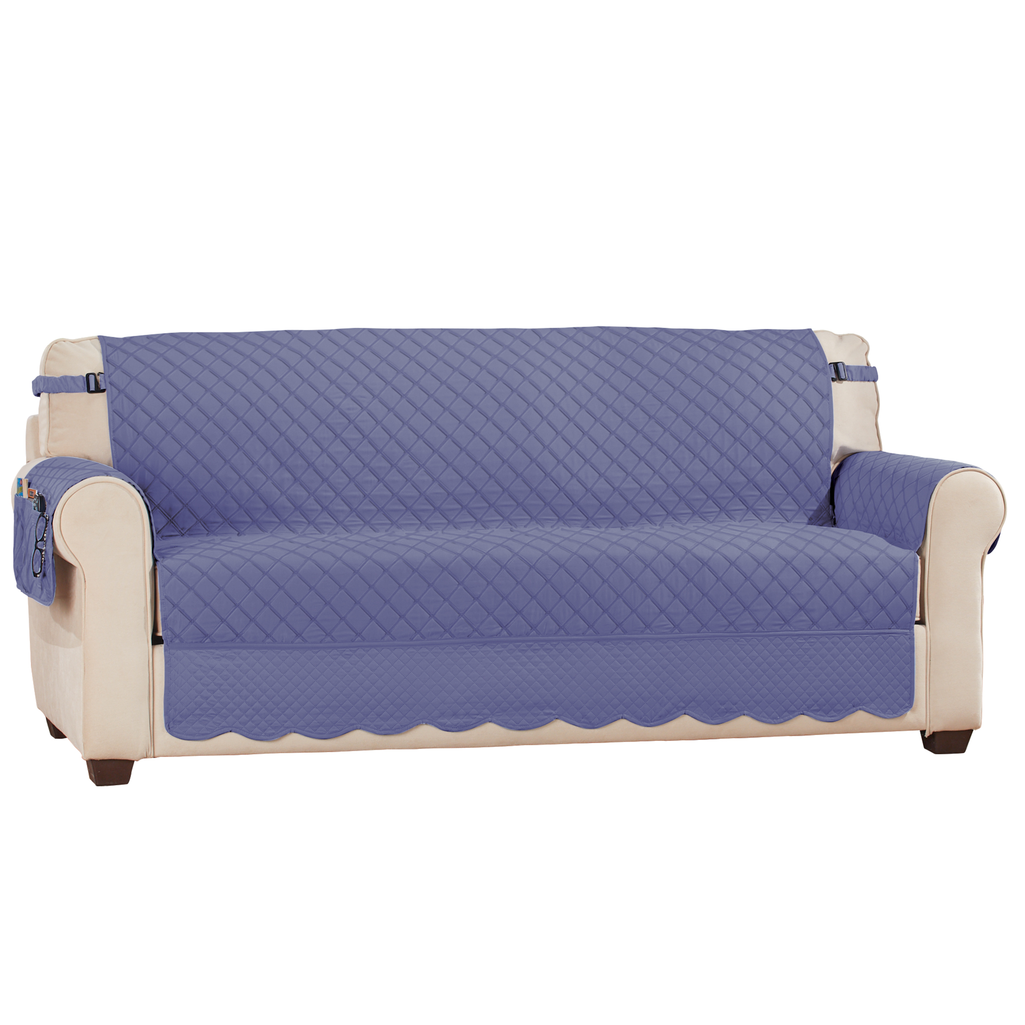 Camille Quilted Reversible Machine Washable Furniture Protector Sofa Lavender/Plum, Lavender/Plum