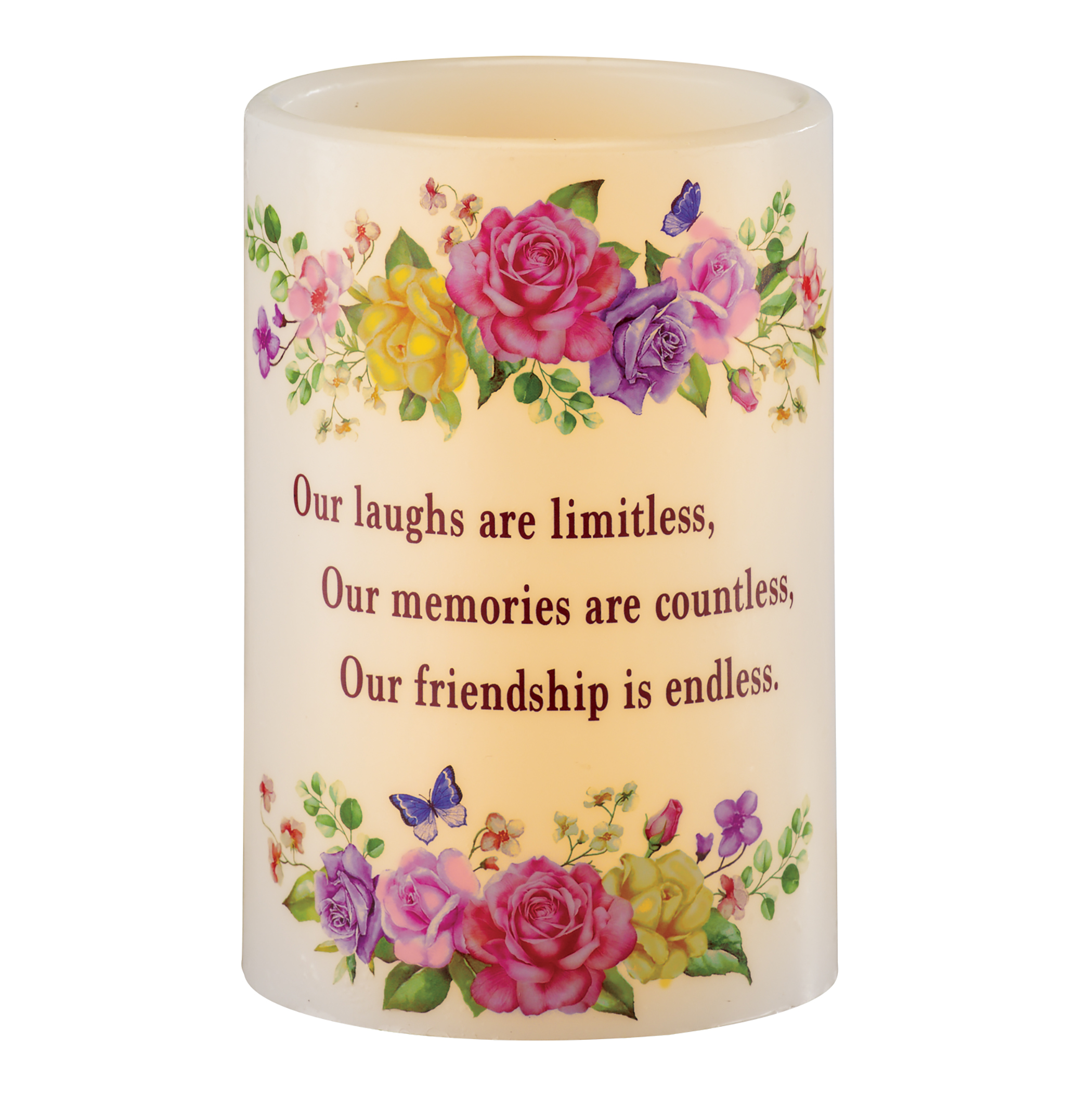 Friendship is Endless Sentimental LED Lighted Battery-Operated Candle Pink