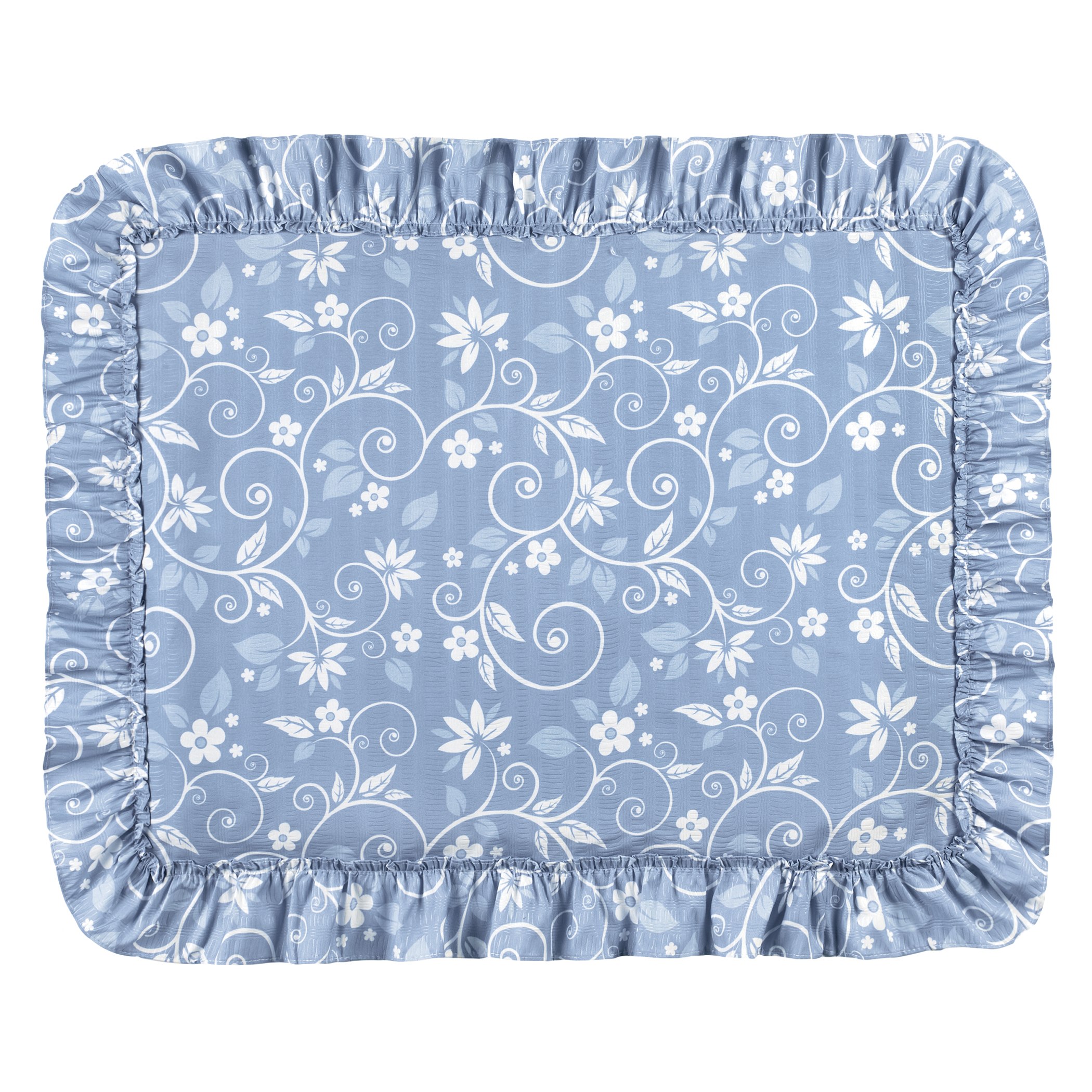 Floral Scroll Ruffled Edge Pliss&Atilde;&copy; Pillow Sham Sham Gender Neutral Floral Blue