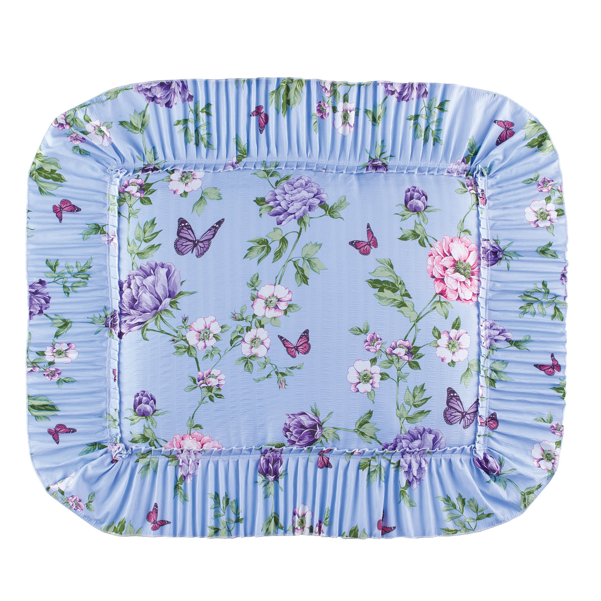 Butterfly Garden Plissé Ruffled Edge Pillow Sham Set Gender Neutral Blue