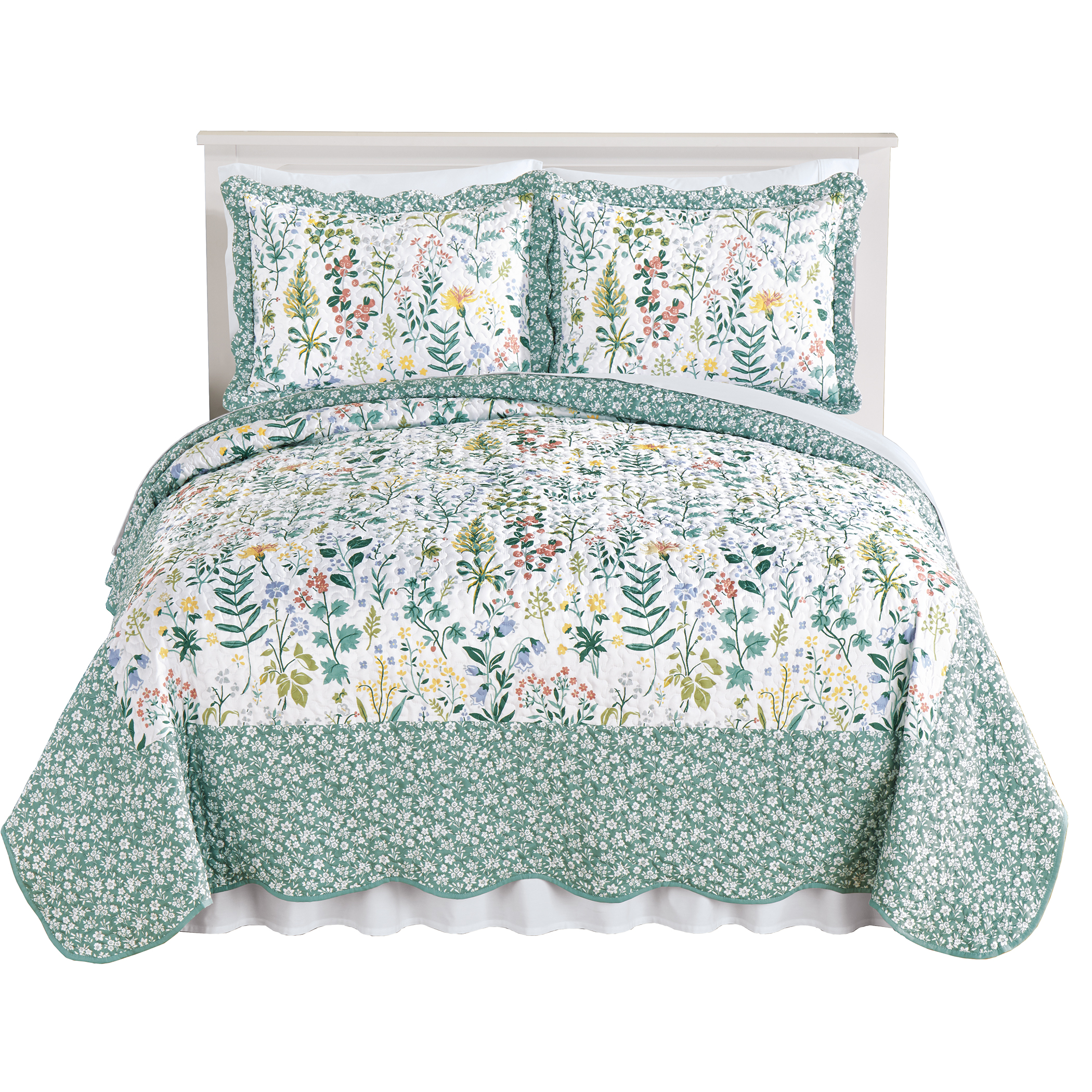 Floral Botanic Garden Scalloped Edge Quilt Twin Gender Neutral Floral