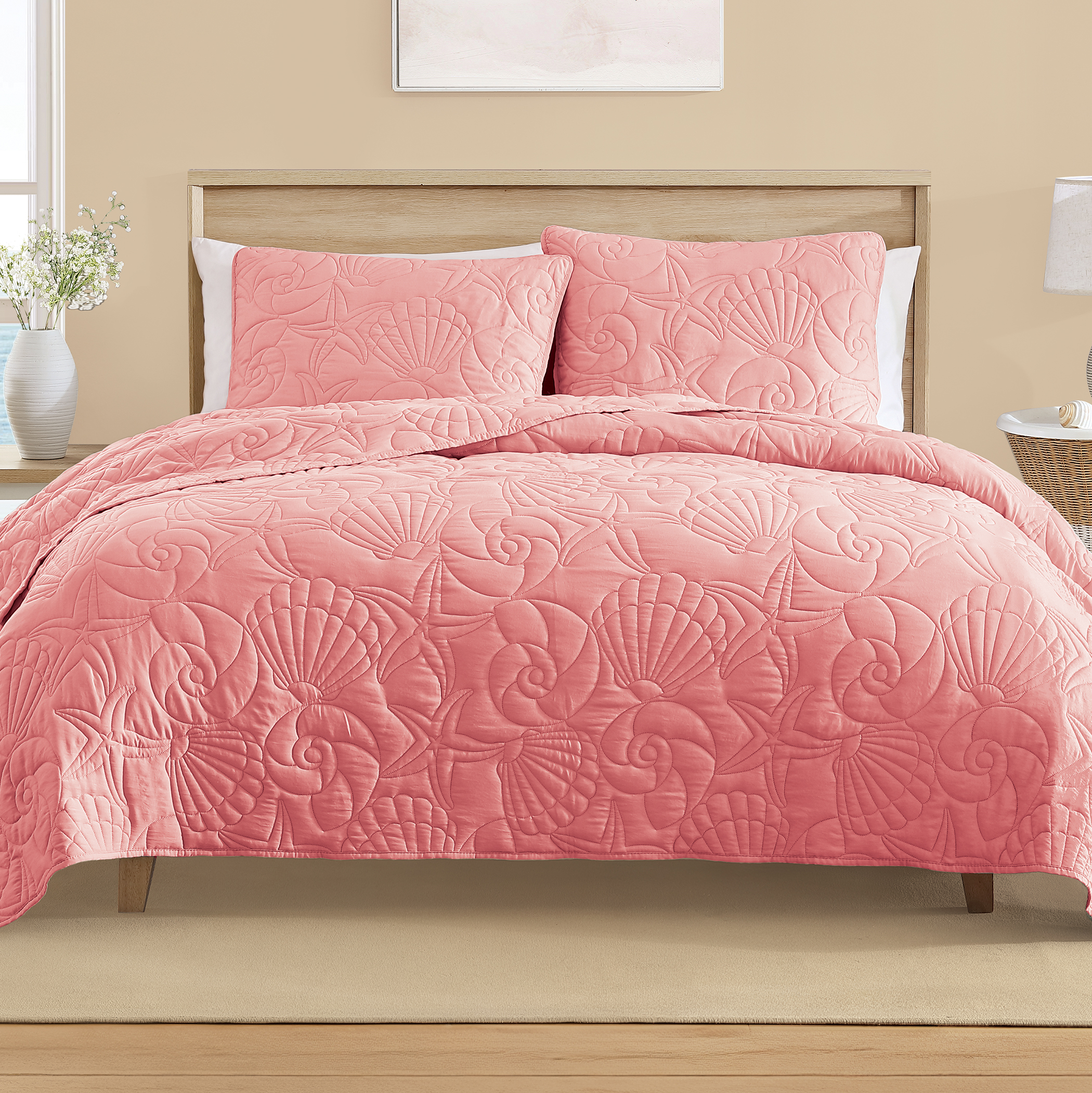 3-Piece Elegant Seashell Pattern Quilt - Picture 6 of 8