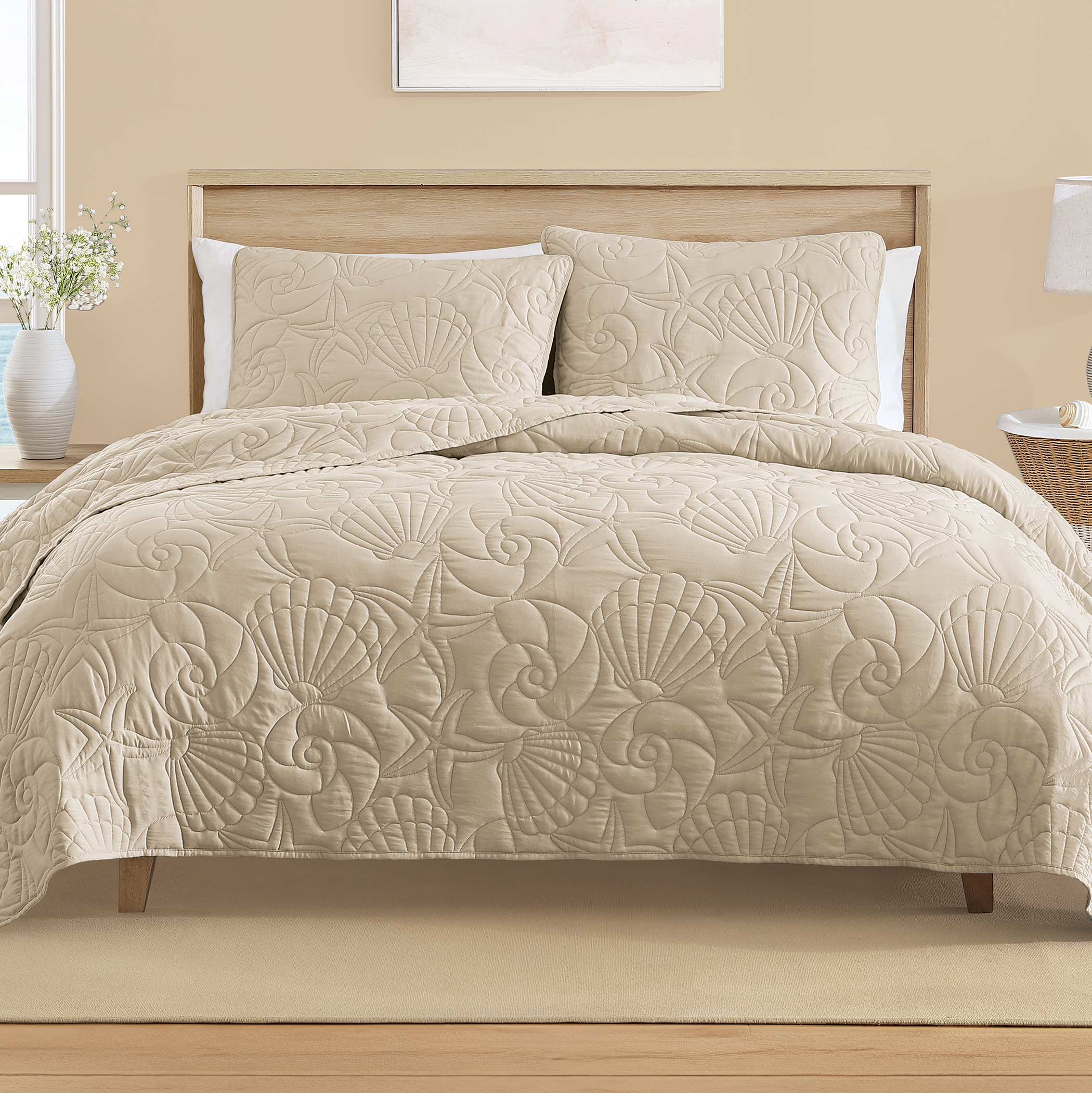3-Piece Elegant Seashell Pattern Quilt - Picture 8 of 8