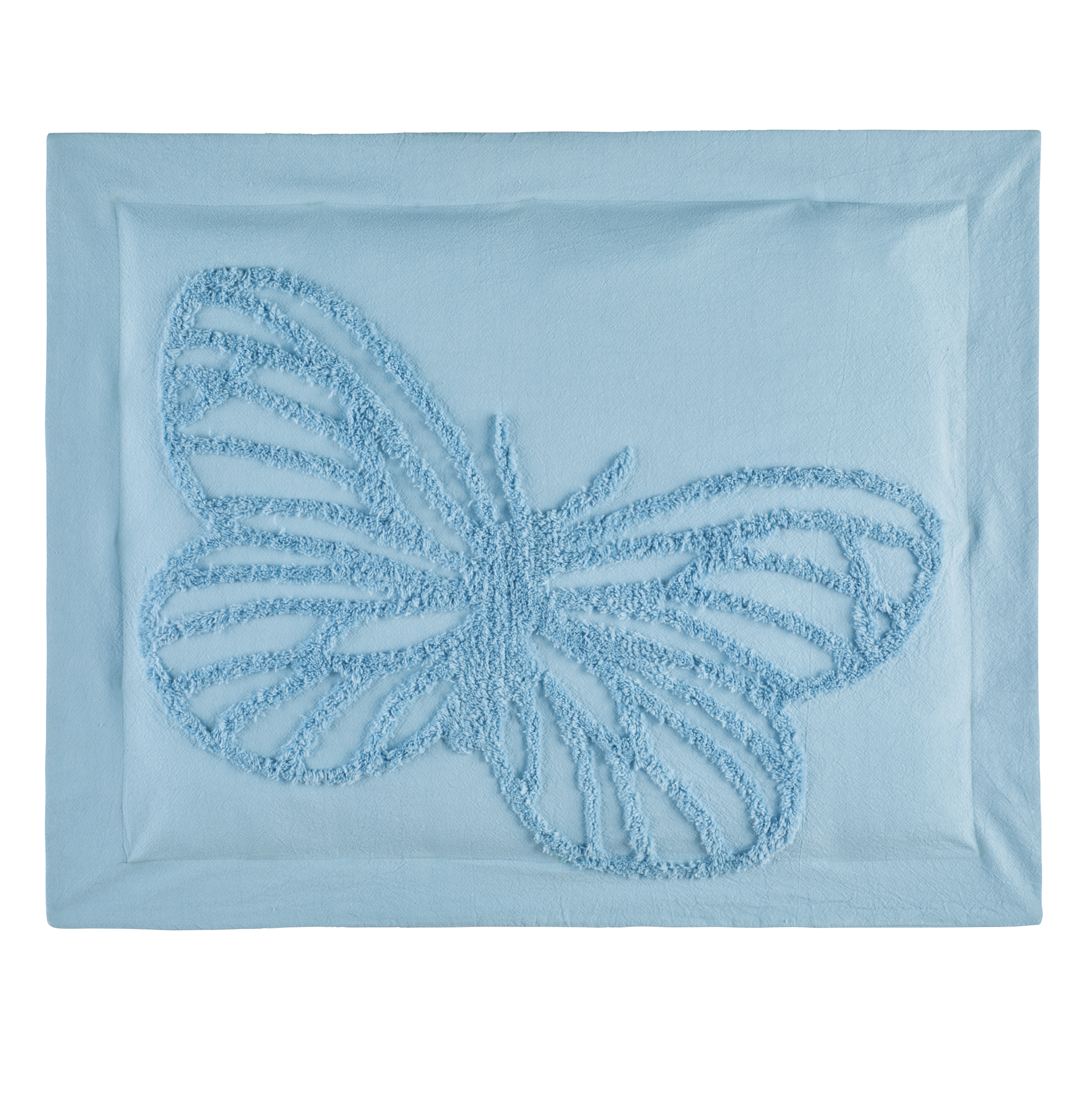 Butterfly Textured Chenille Pillow Sham Sham Gender Neutral Blue
