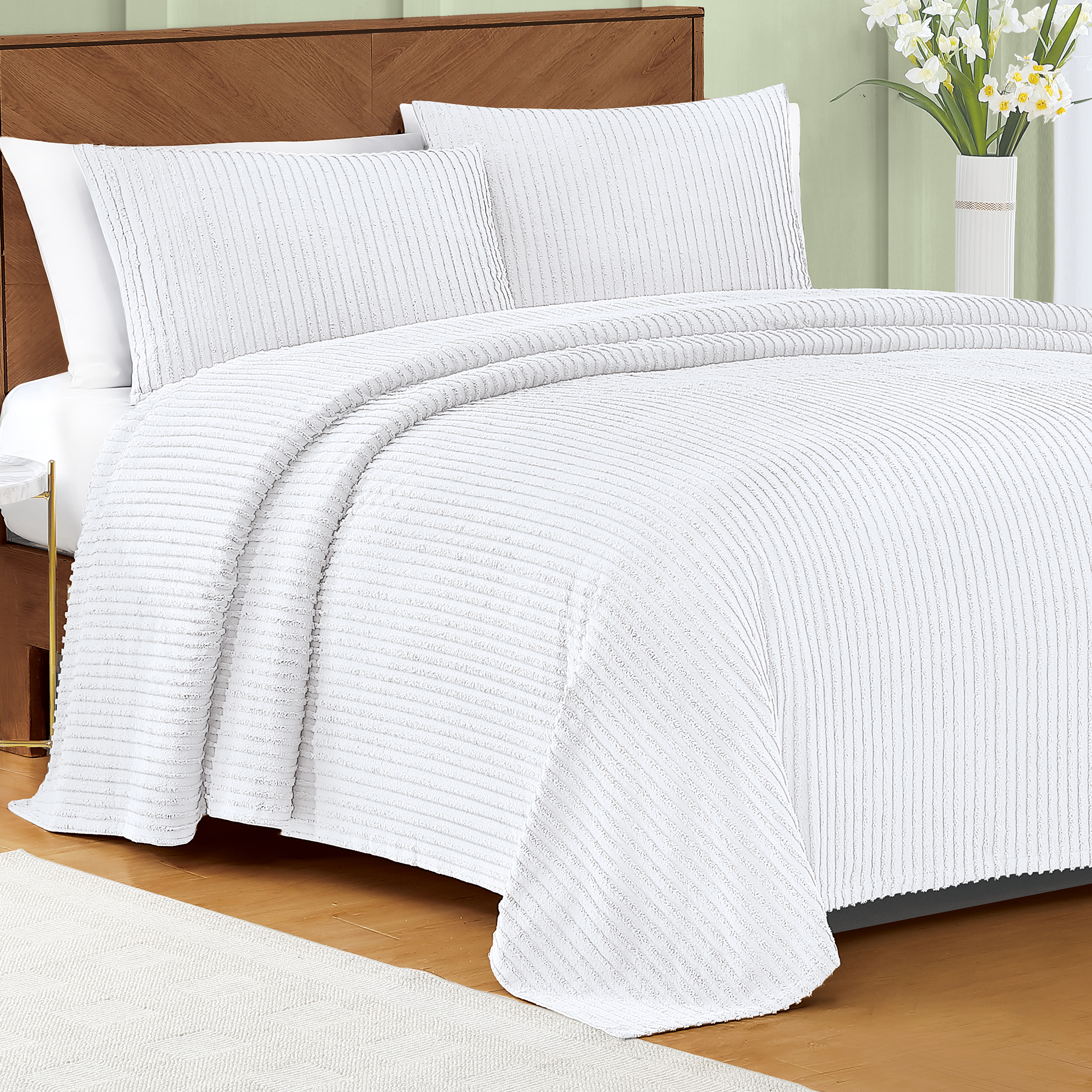 Unique Tufted Stripe Chenille Bedspread - Picture 6 of 8