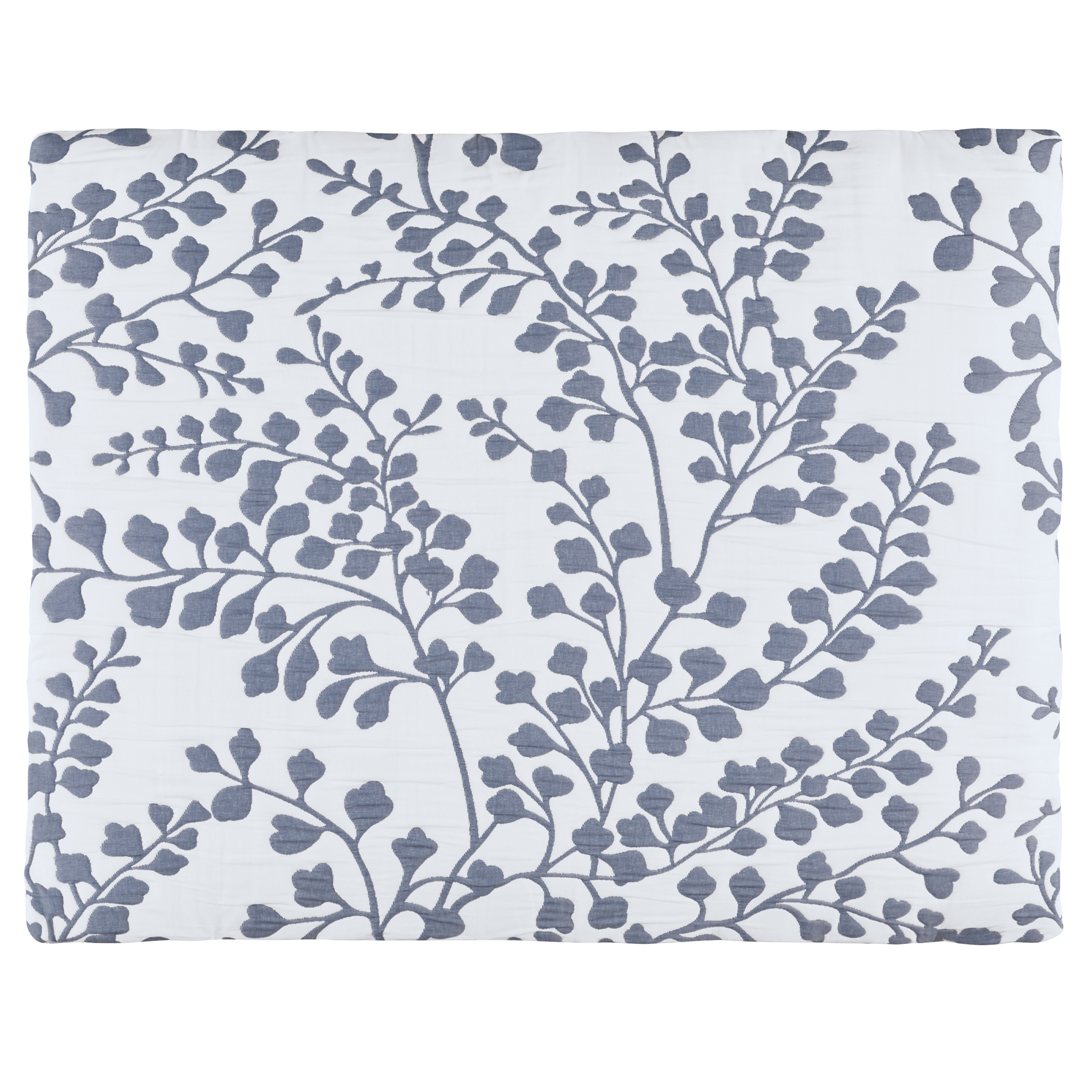 Jacquard Textured Leaf Design Pillow Sham Sham Gender Neutral Navy