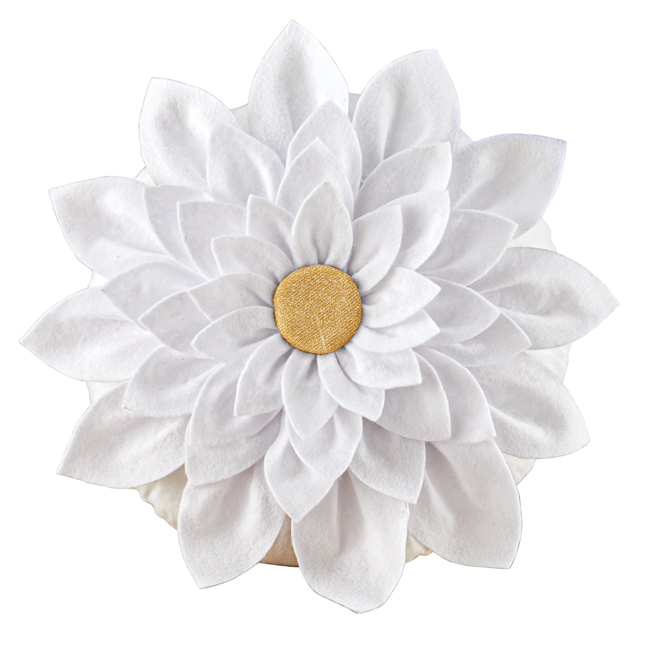 3D White Magnolia Shaped Accent Pillow White