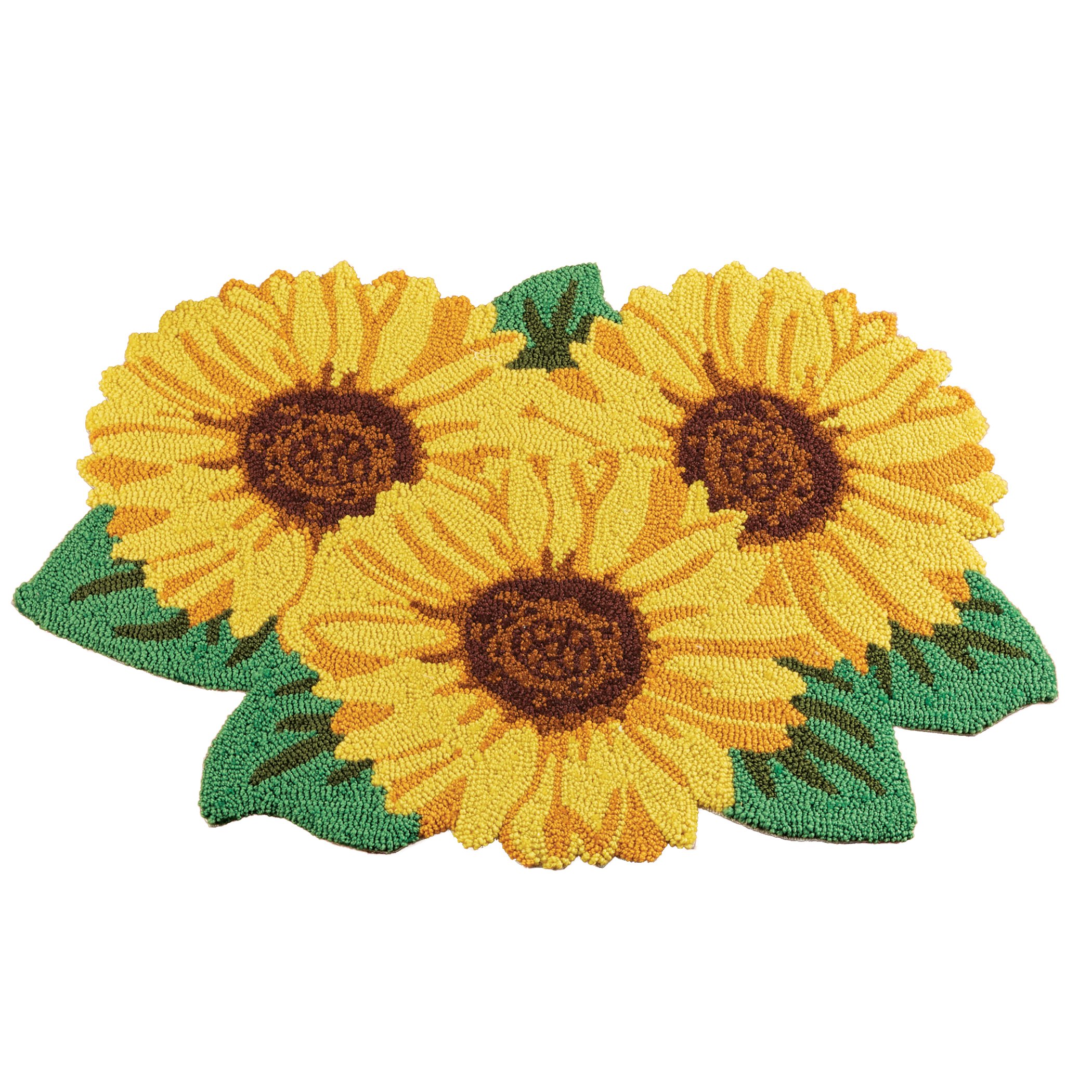 Sunflower Shaped Skid-Resistant Hooked Accent Rug