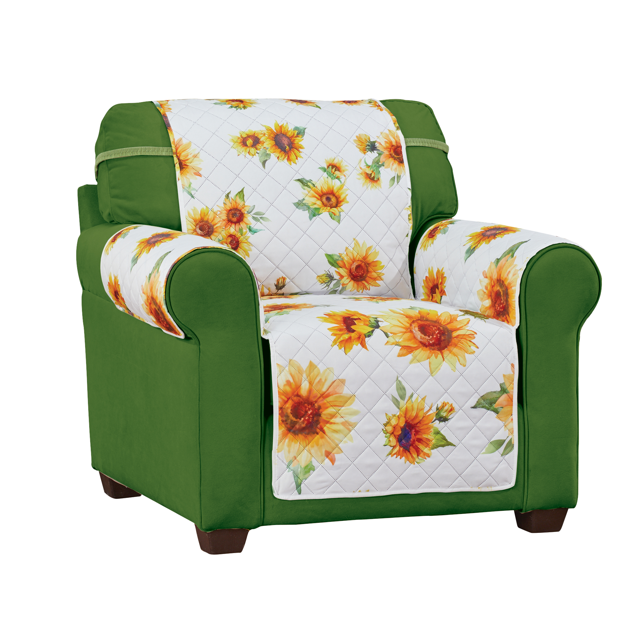 Reversible Sunflower Quilted Furniture Protector Chair Red