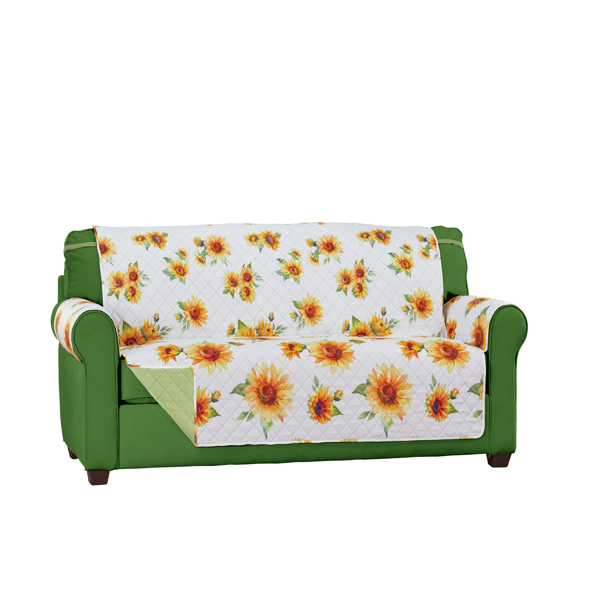 Reversible Sunflower Quilted Furniture Protector Loveseat Red