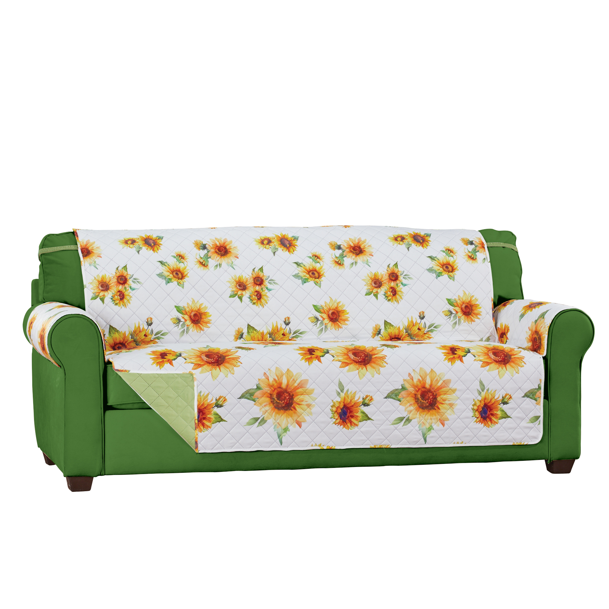 Reversible Sunflower Quilted Furniture Protector Sofa Red