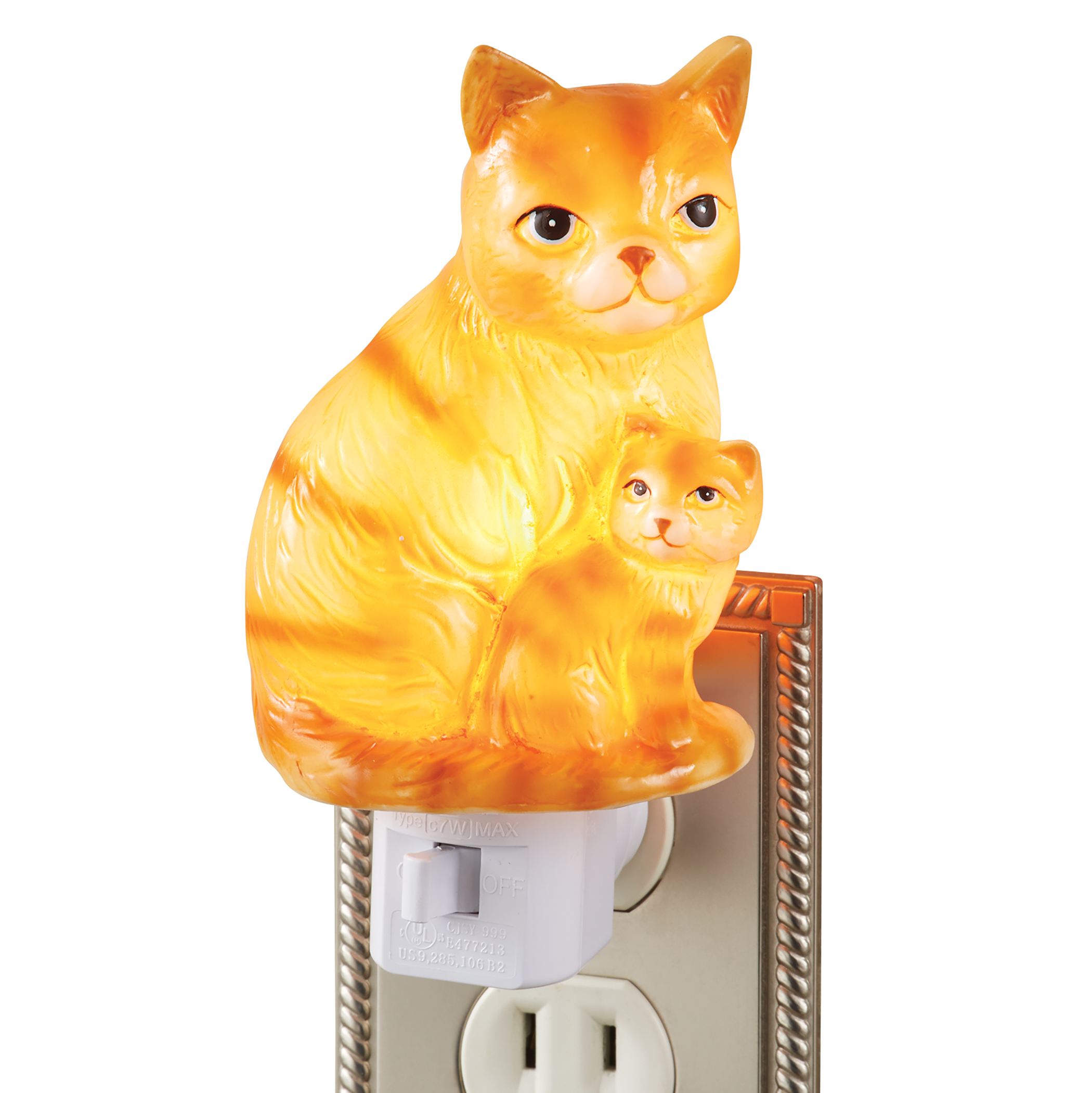 Charming Ceramic Kittens Plug-In Night Light