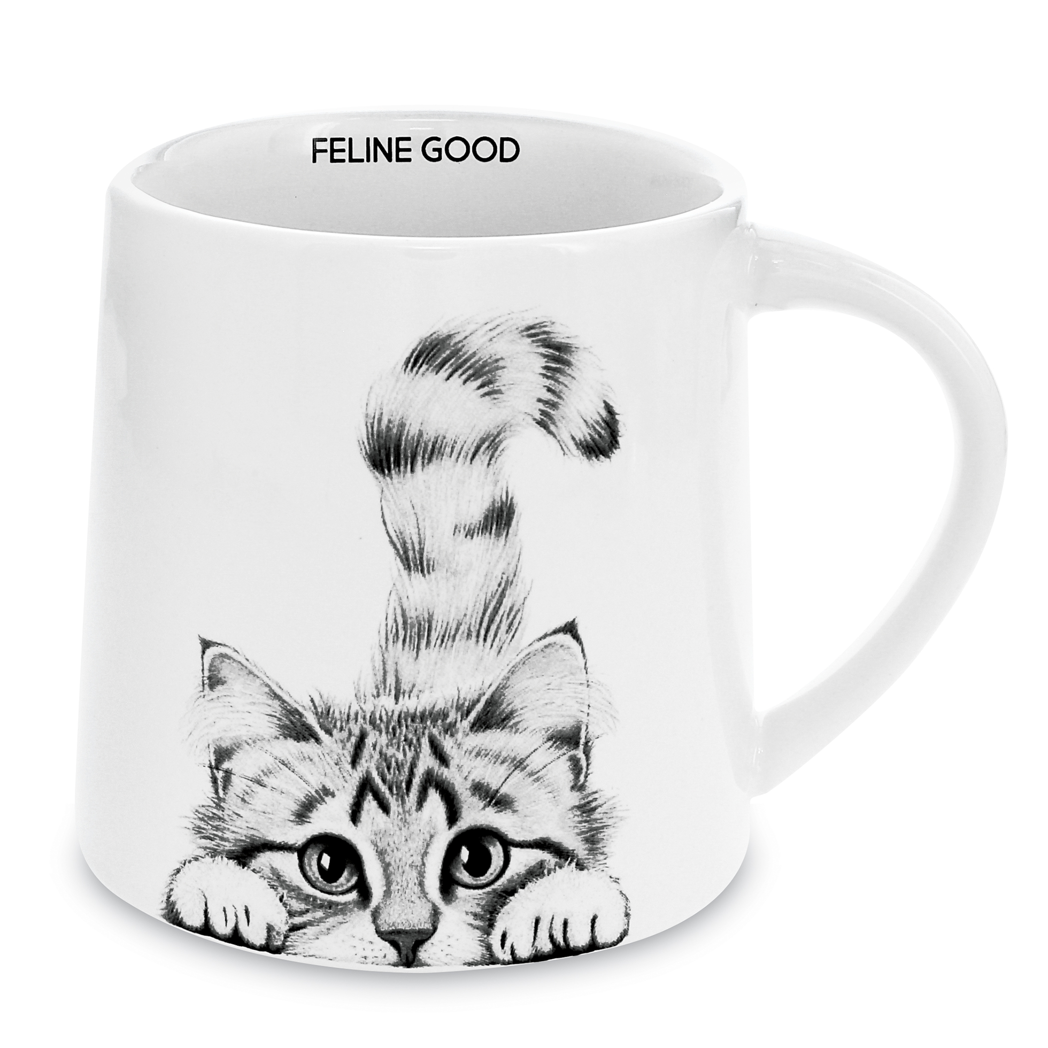 Adorable Feline Good Cat Stoneware 17 oz. mug White