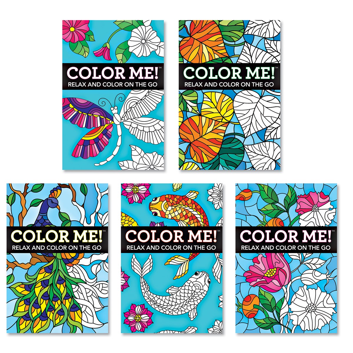 Stained Glass Coloring Books - Set of 5 | Collections Etc.