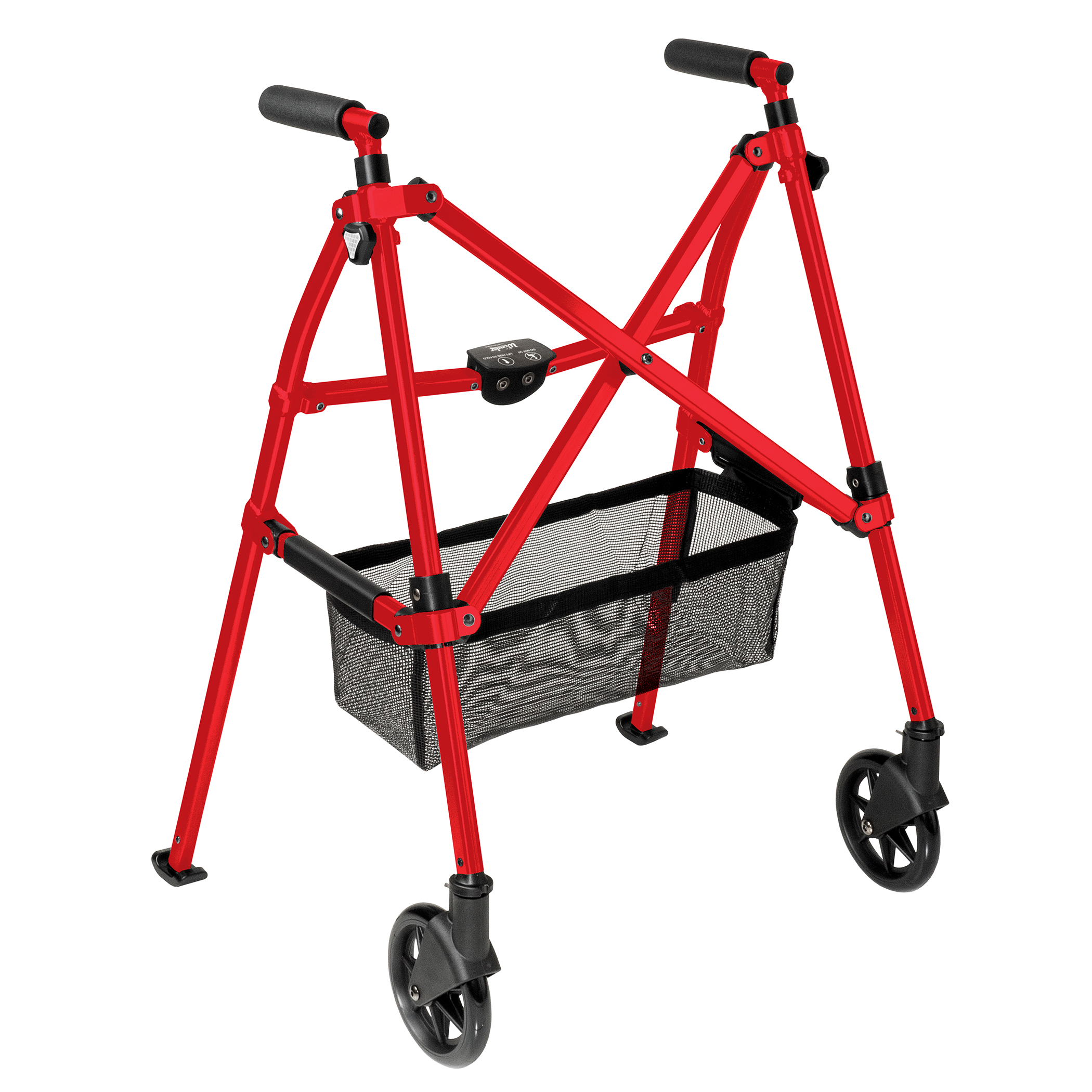 EZ Fold-N-Go Compact Walker with Basket Red
