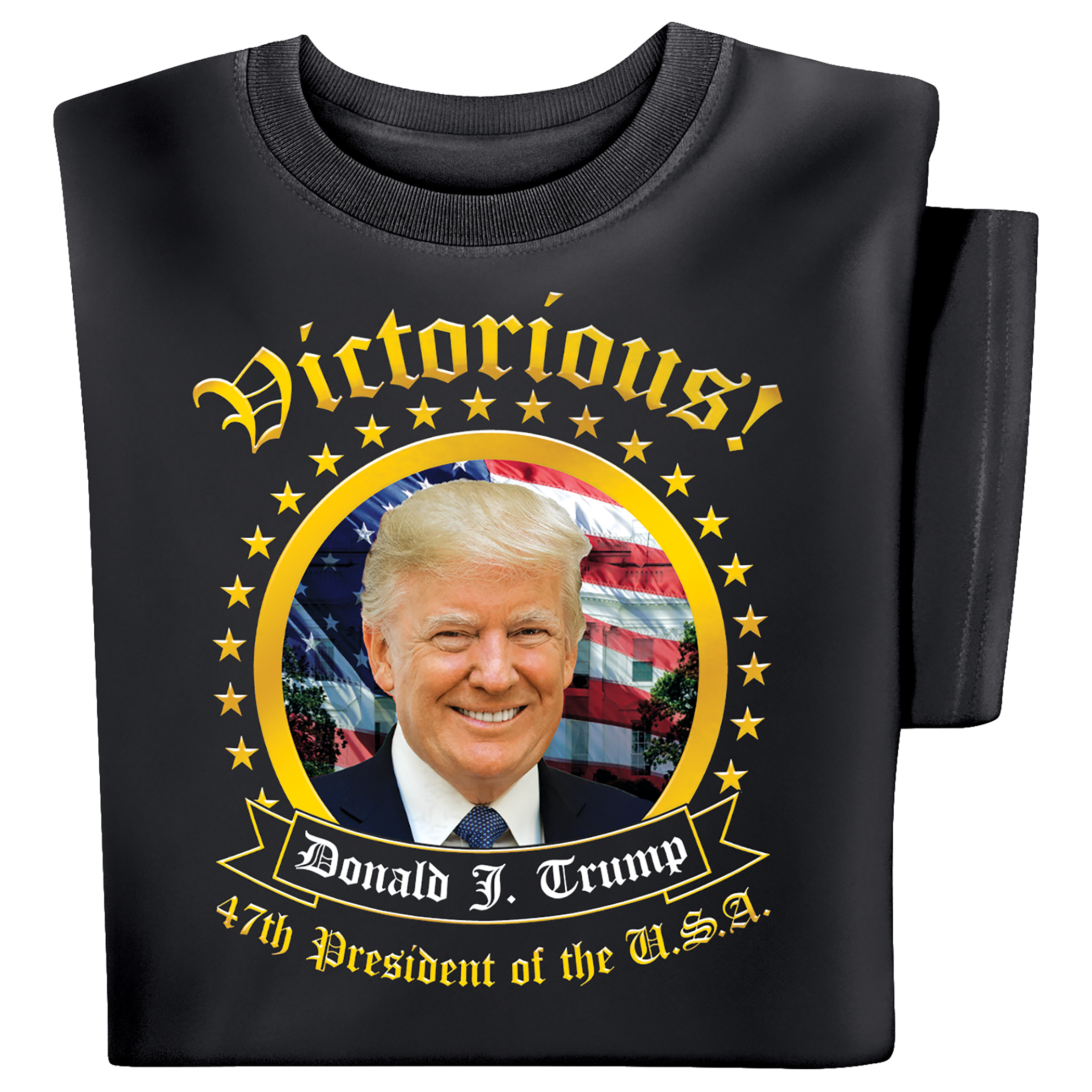 Trump Victorious Short Sleeve Graphic T-Shirt Medium Black