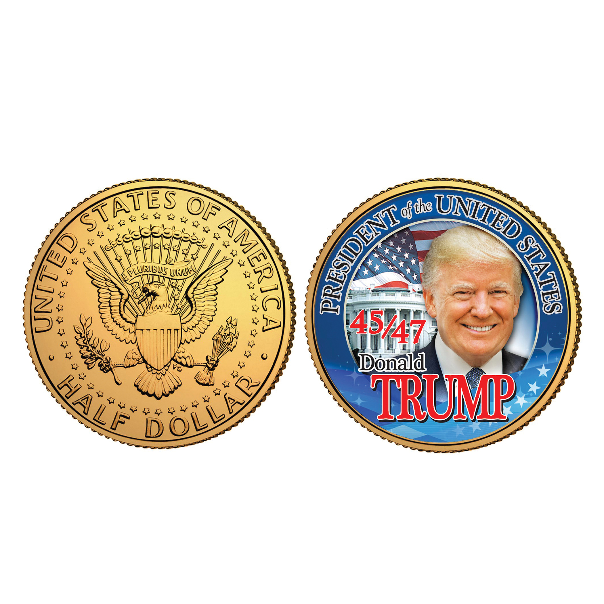 Trump 45th & 47th President Half Dollar Collectible Coin