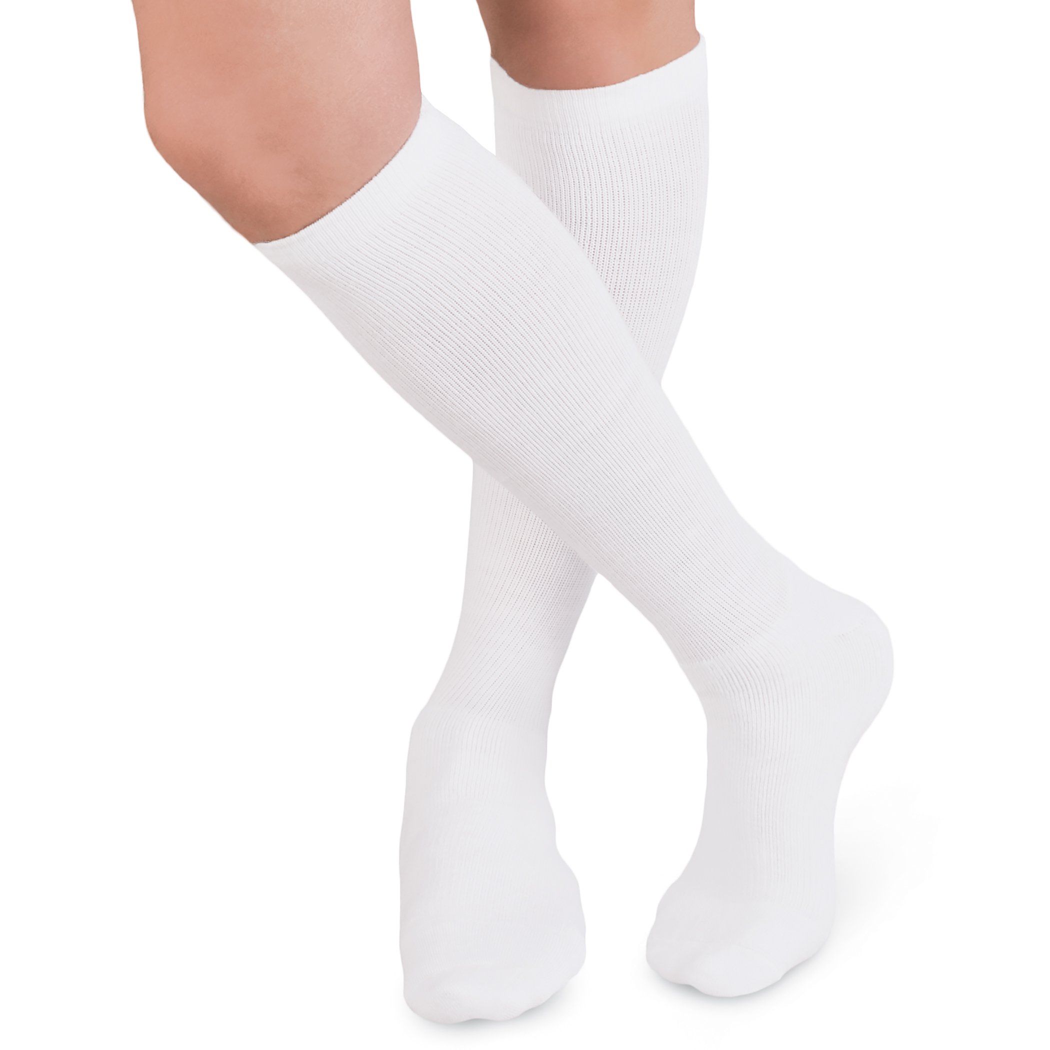 CoolMax® Compression Knee High Socks with Terry Soles X-Large White