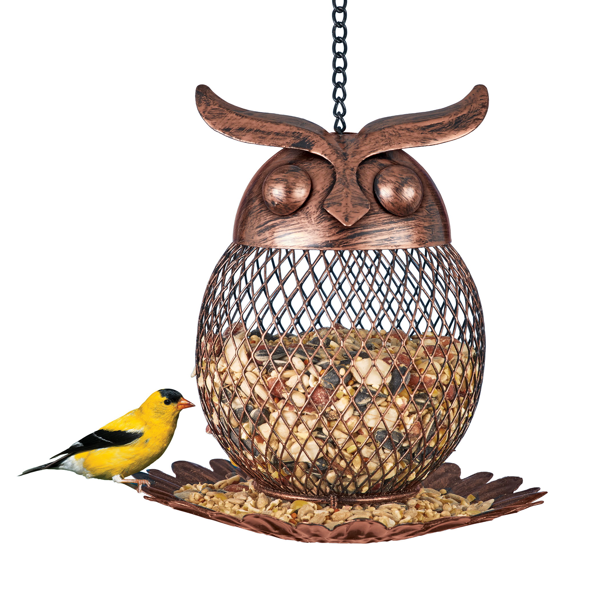 Iron Mesh Owl Shaped Hanging Bird Feeder