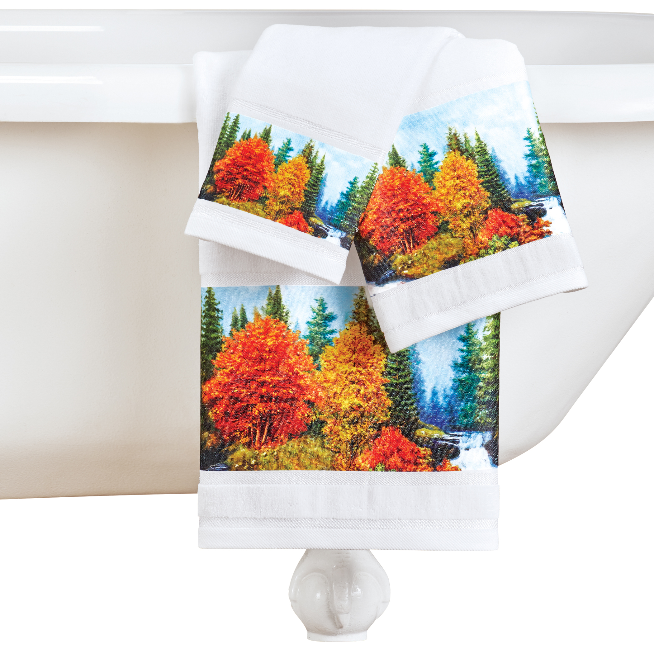 3-Piece Colorful River Woodland Forest Bath Towel Set