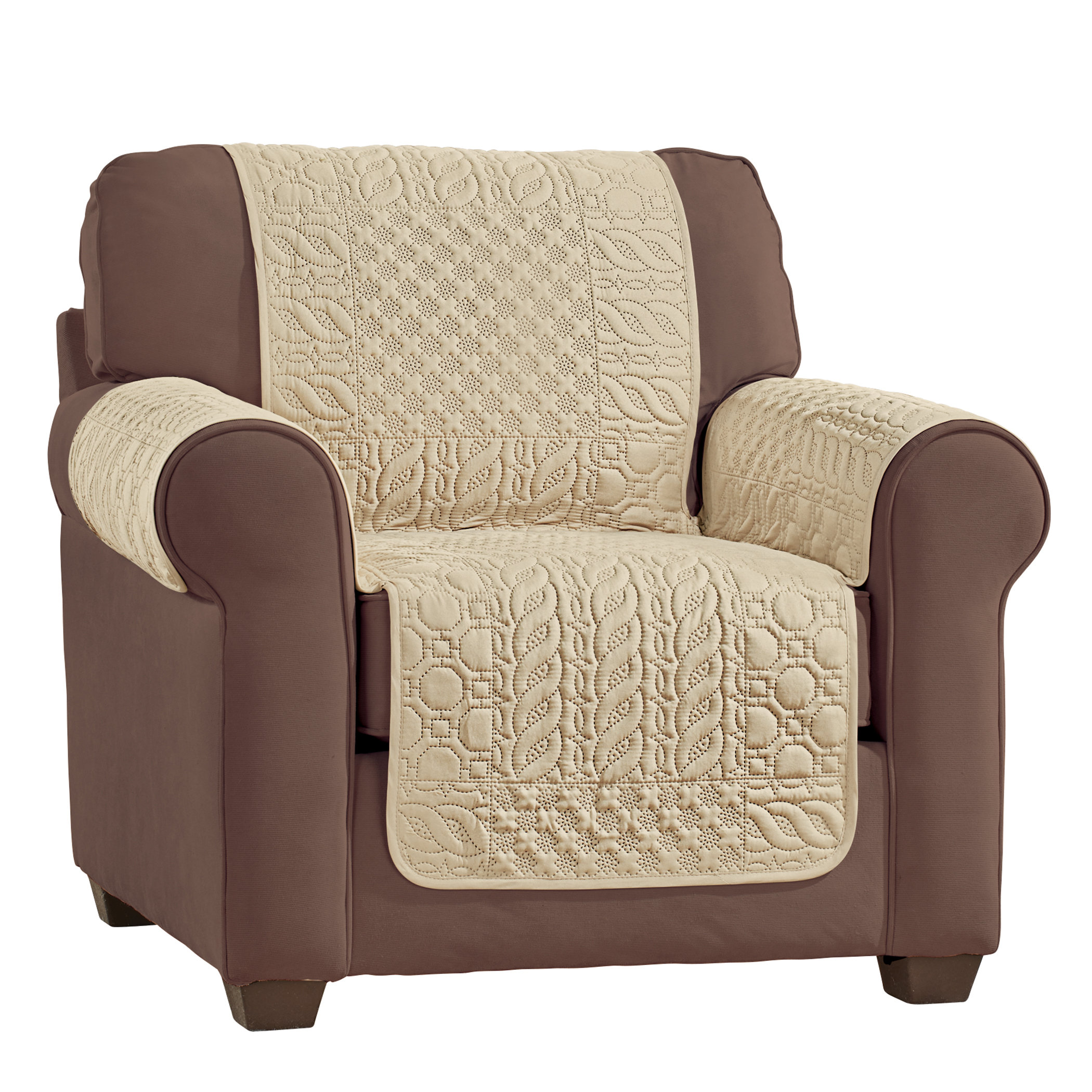 Pinsonic Patchwork Quilted Furniture Cover Chair Beige