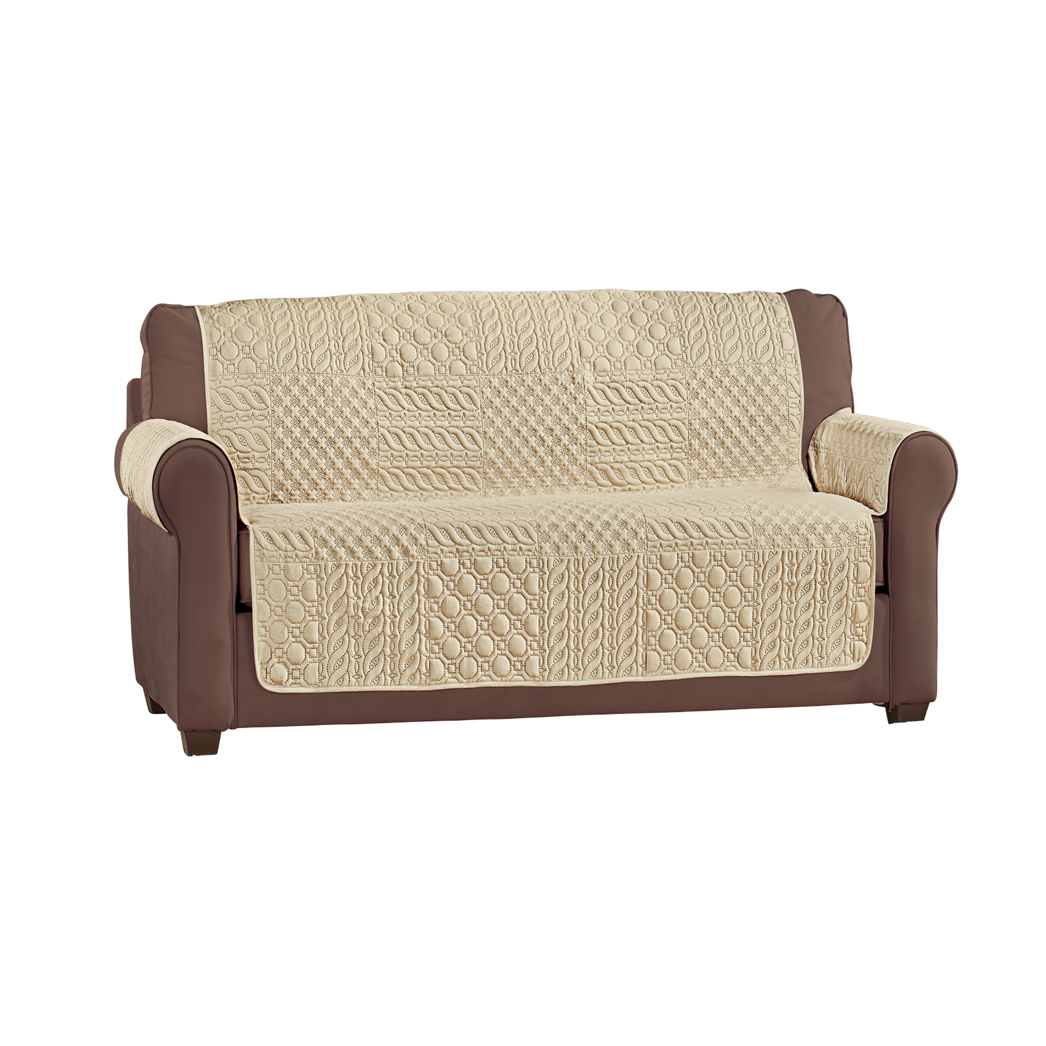 Pinsonic Patchwork Quilted Furniture Cover Loveseat Beige