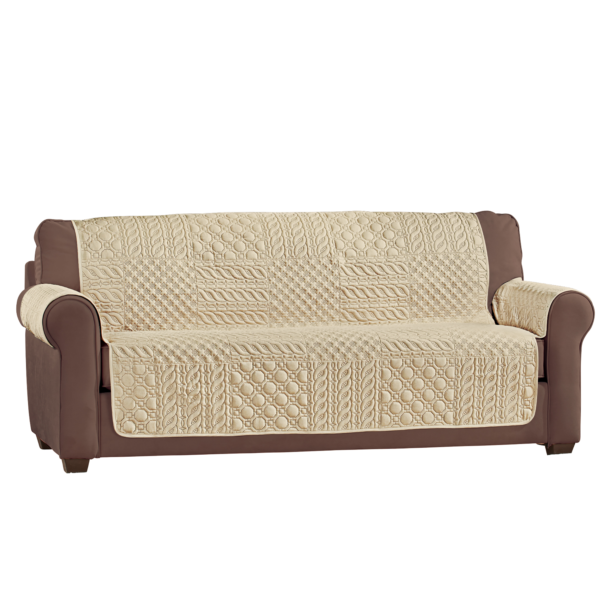 Pinsonic Patchwork Quilted Furniture Cover Sofa Beige