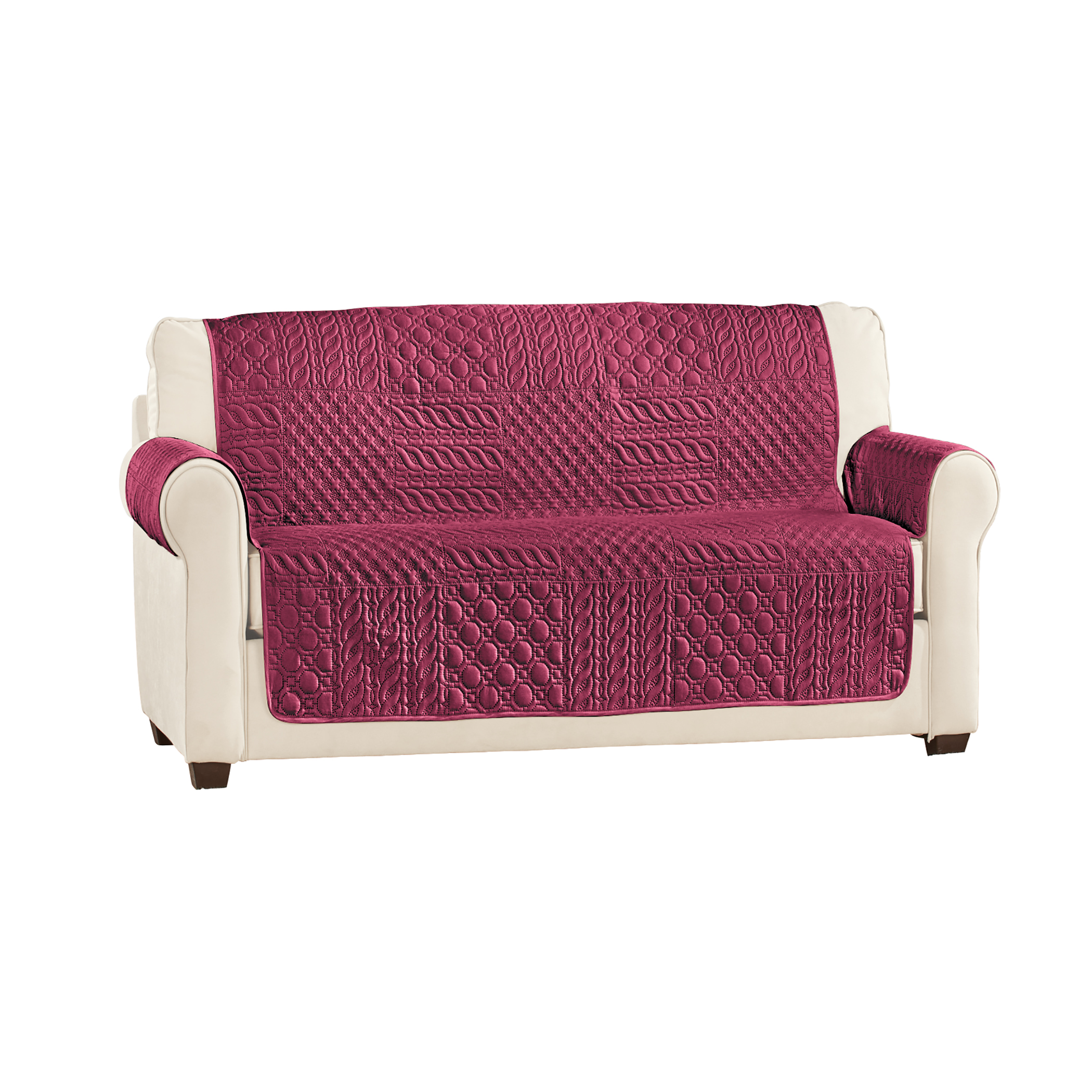 Pinsonic Patchwork Quilted Furniture Cover Loveseat Burgundy