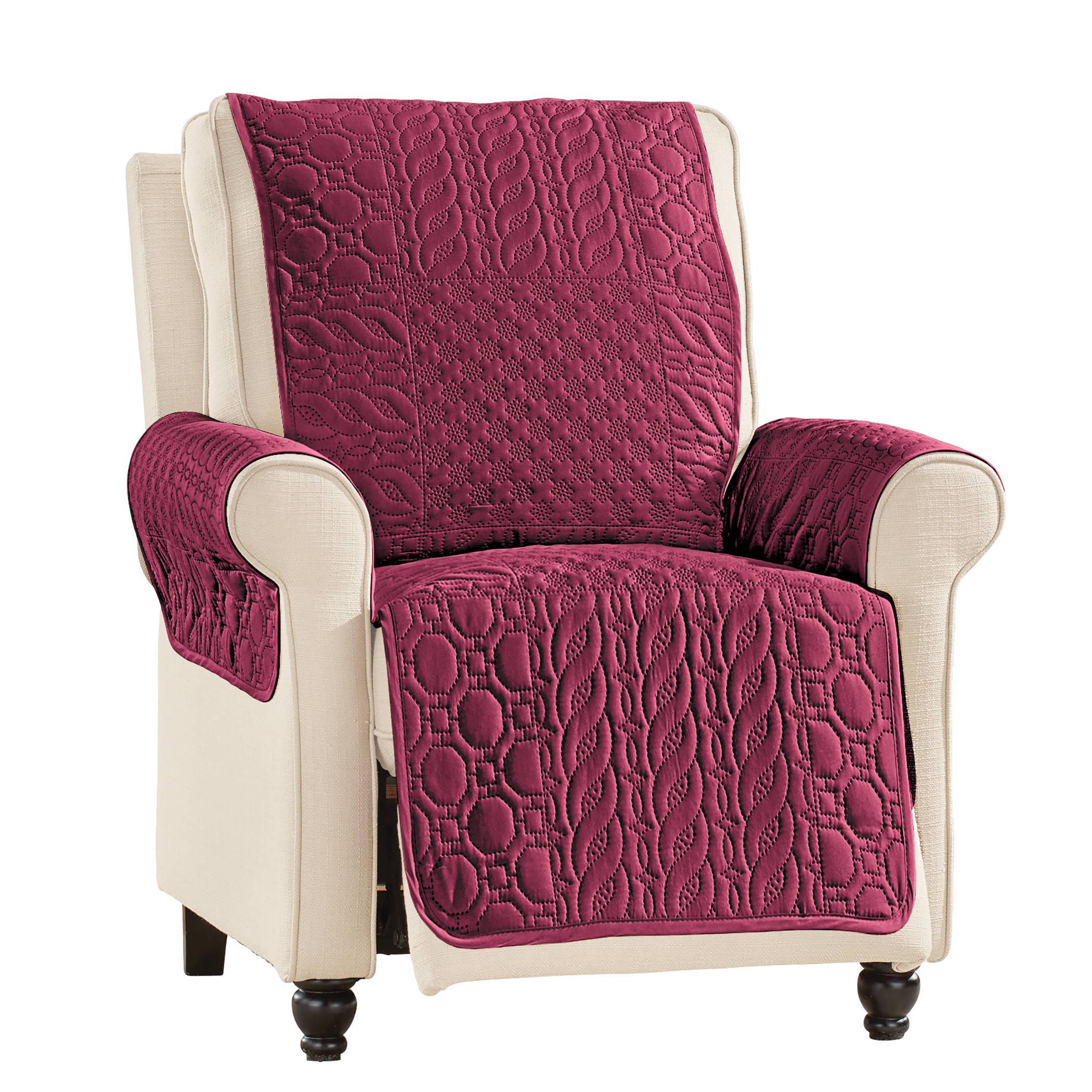 Pinsonic Patchwork Quilted Furniture Cover Recliner Burgundy