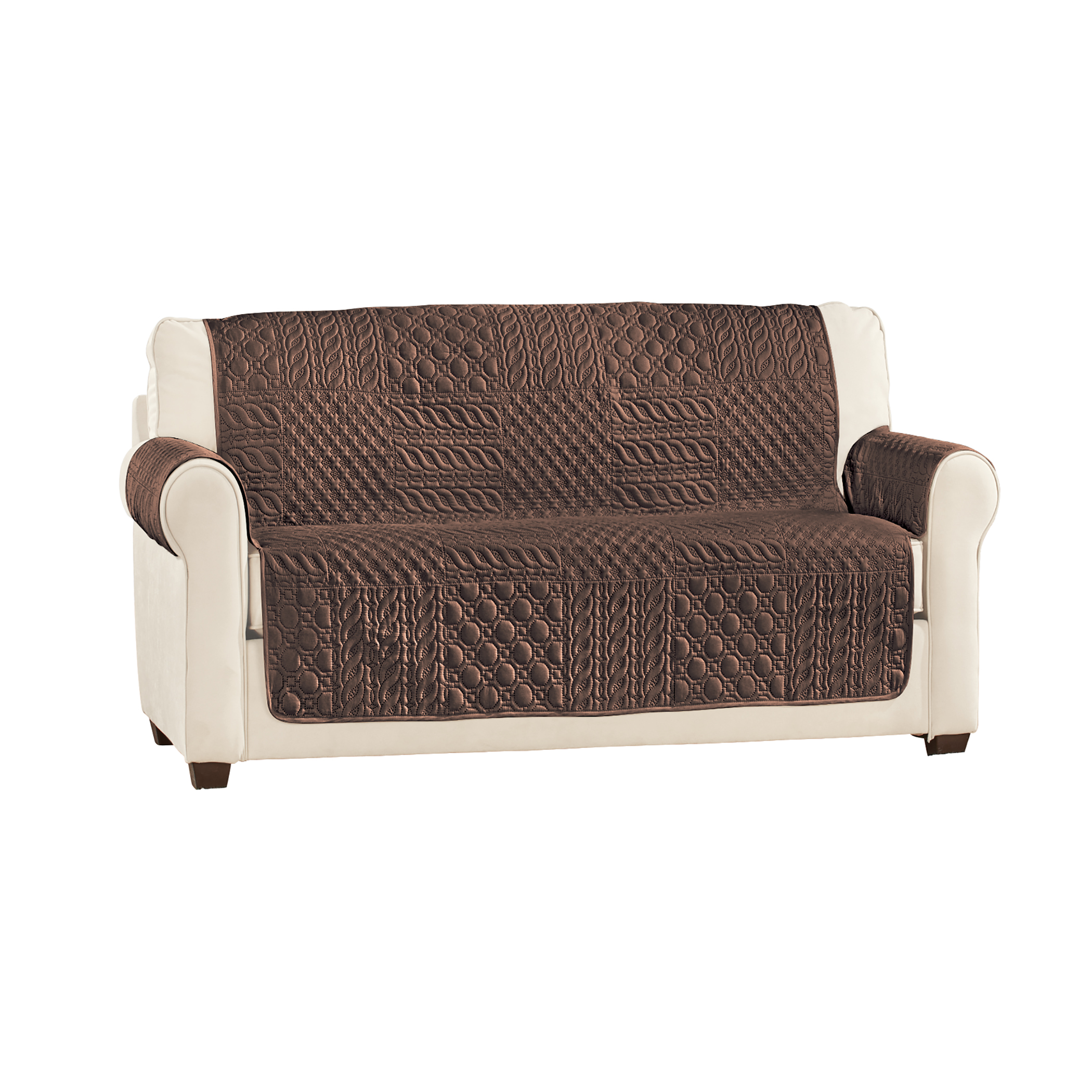 Pinsonic Patchwork Quilted Furniture Cover Loveseat Cocoa