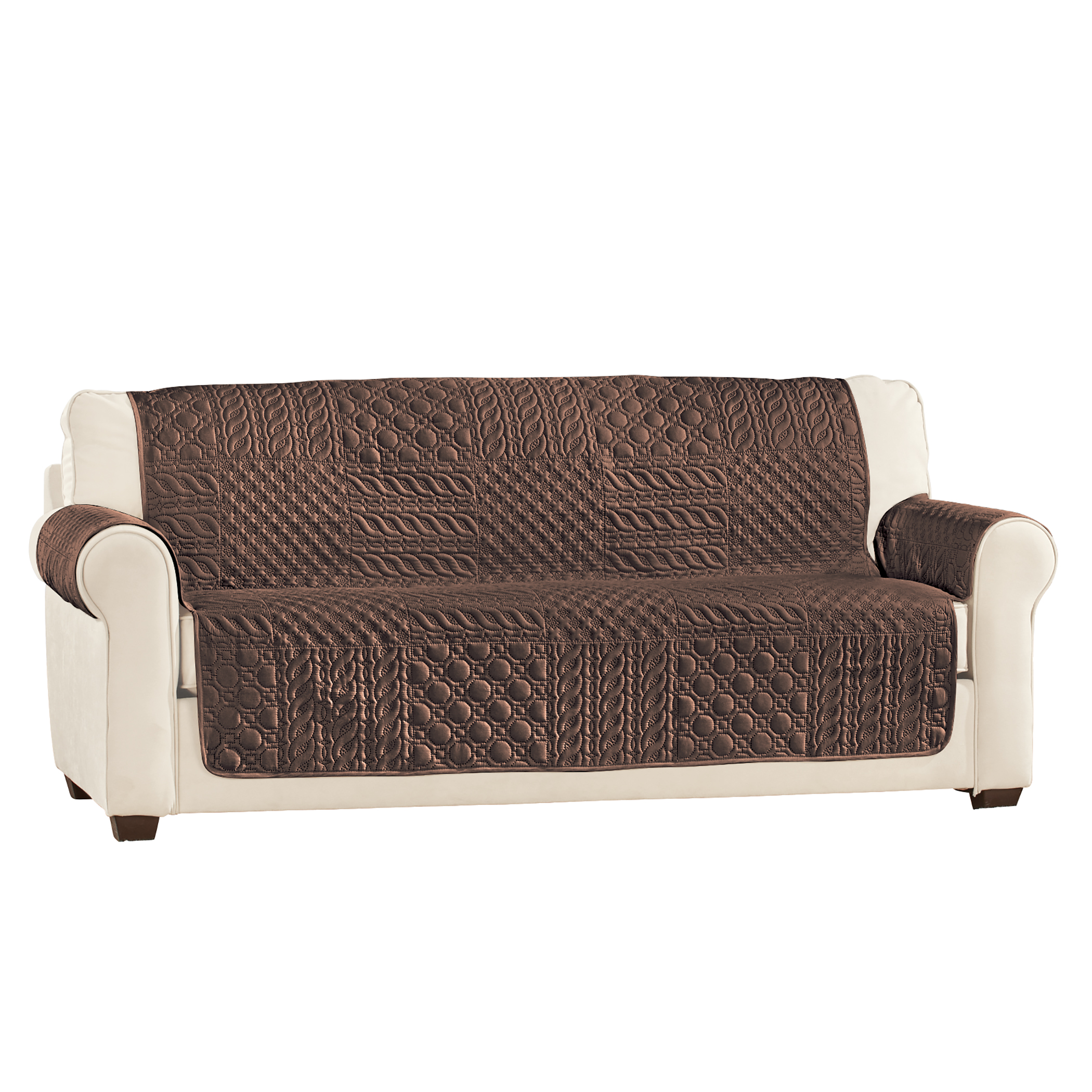 Pinsonic Patchwork Quilted Furniture Cover Sofa Cocoa