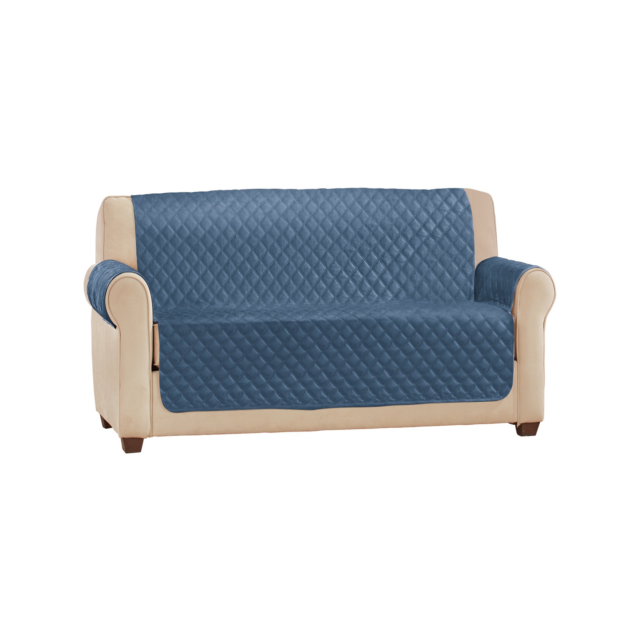 Soft Velvet Waterproof Quilted Furniture Cover Loveseat Blue