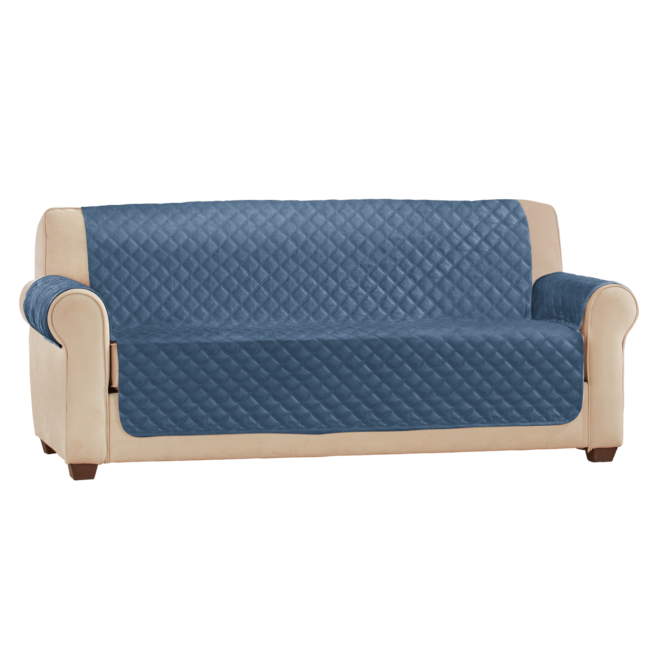 Soft Velvet Waterproof Quilted Furniture Cover Sofa Blue