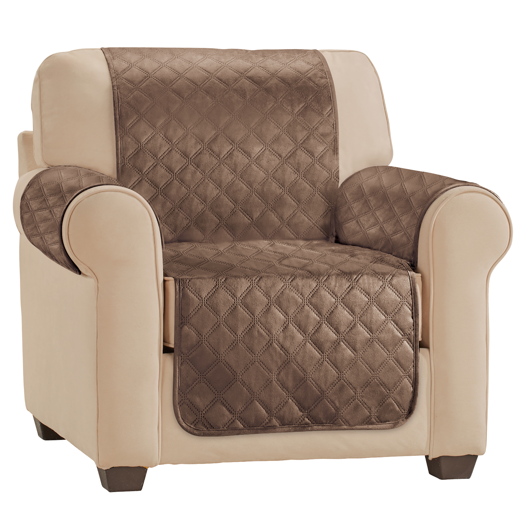 Soft Velvet Waterproof Quilted Furniture Cover Chair Chocolate