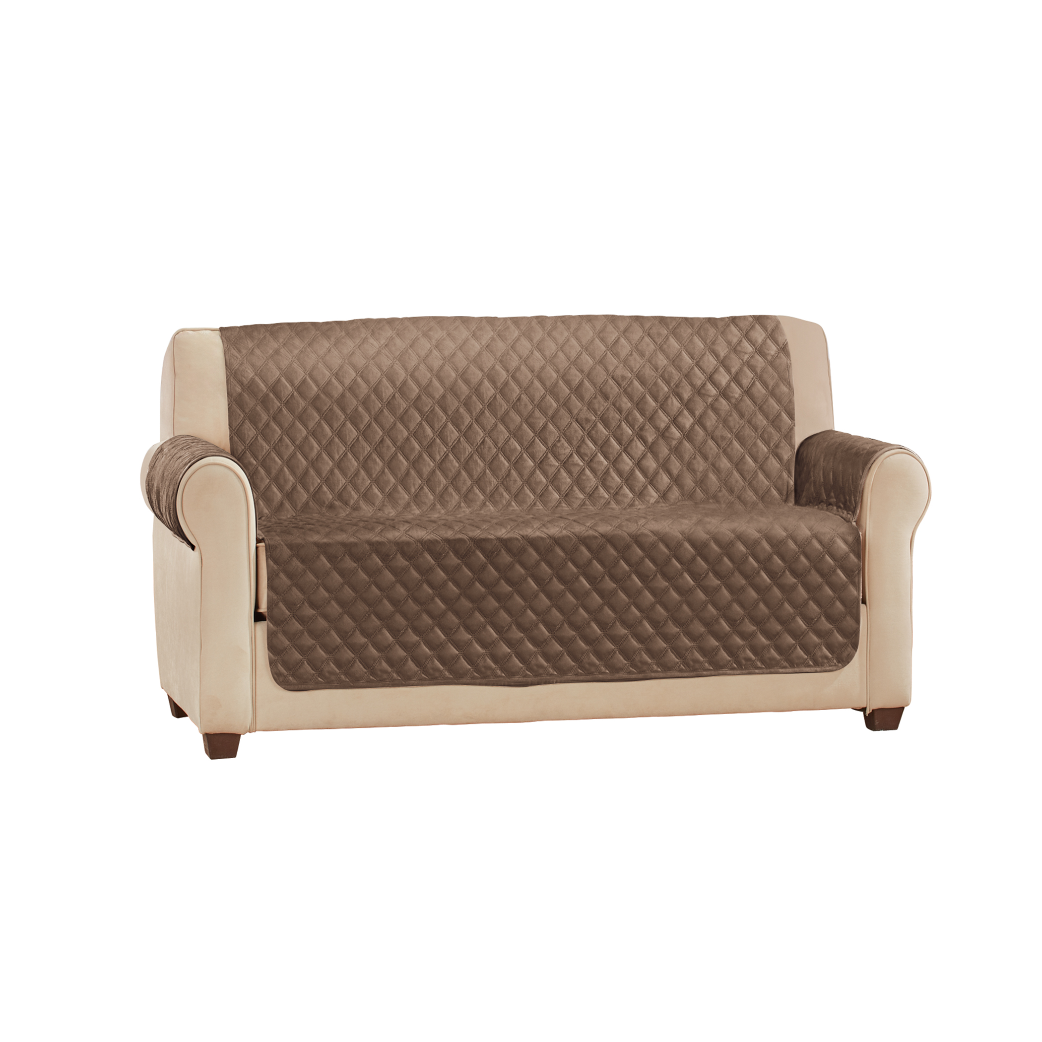 Soft Velvet Waterproof Quilted Furniture Cover Loveseat Chocolate
