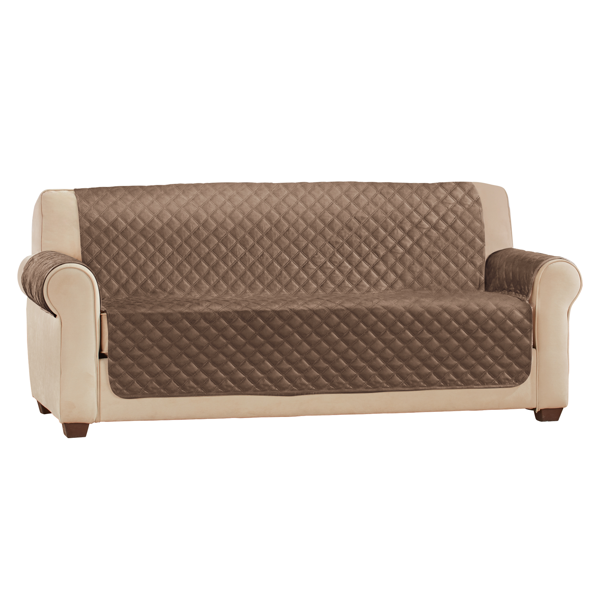 Soft Velvet Waterproof Quilted Furniture Cover Sofa Chocolate