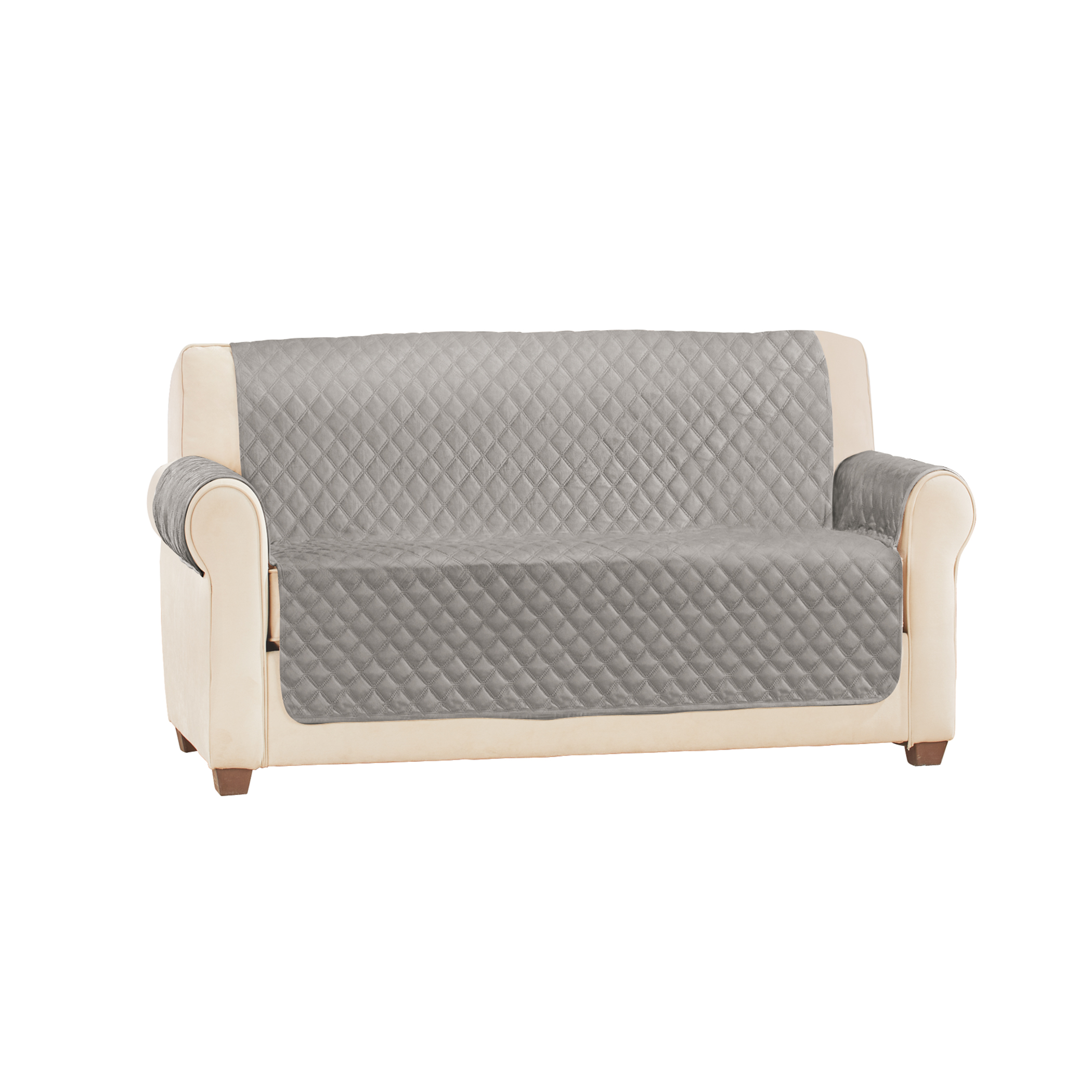Soft Velvet Waterproof Quilted Furniture Cover Loveseat Gray