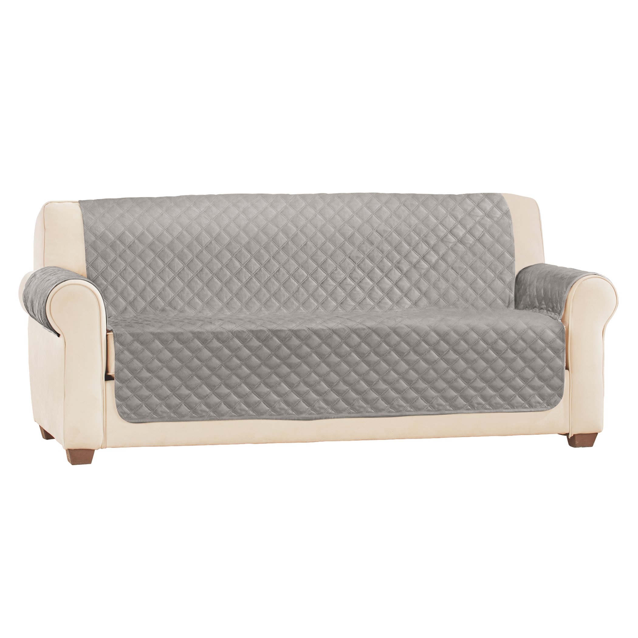 Soft Velvet Waterproof Quilted Furniture Cover Sofa Gray