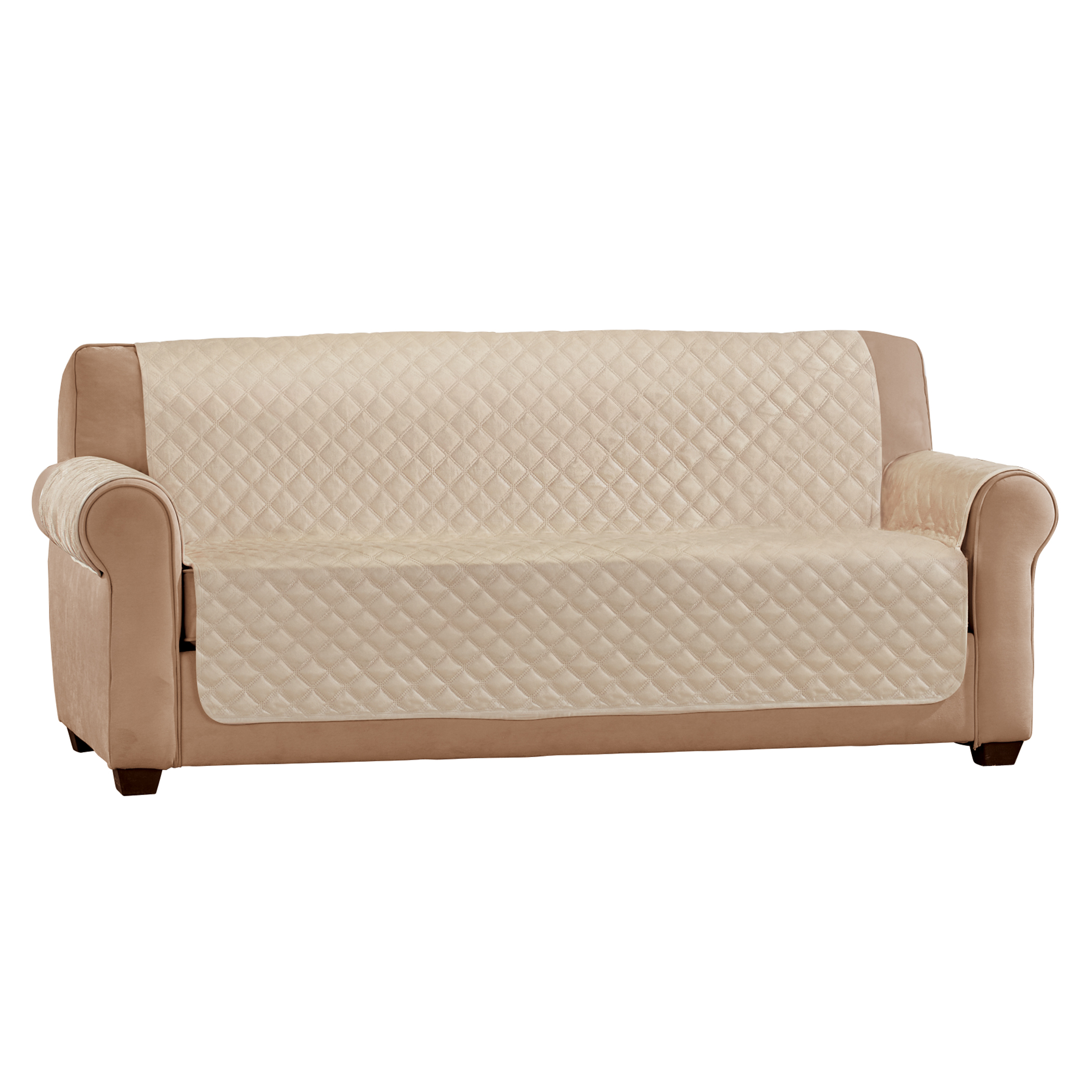 Soft Velvet Waterproof Quilted Furniture Cover Sofa Taupe