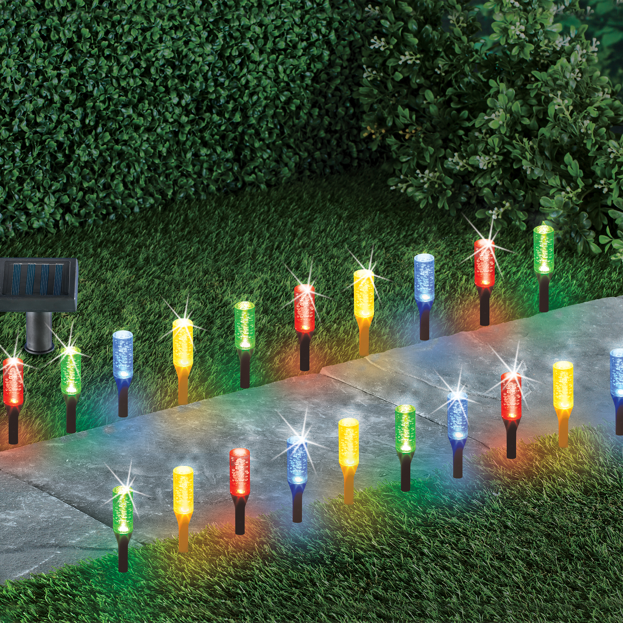 Solar Powered Color-Changing Bubble Path Lights - Set of 20