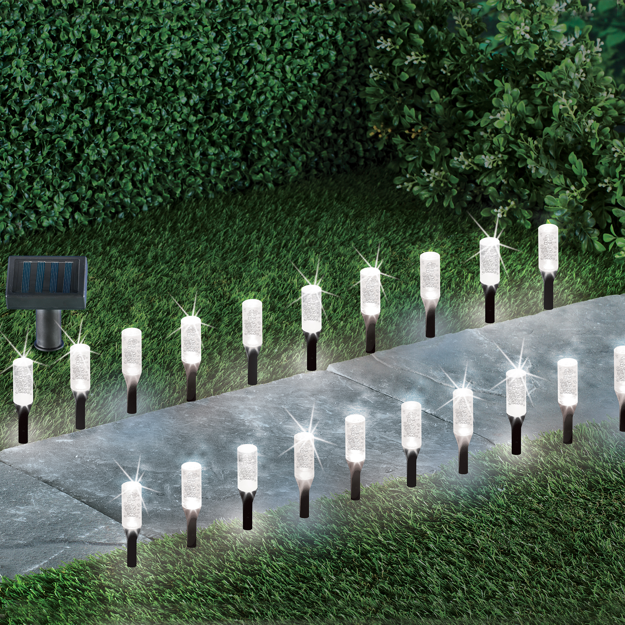 Solar Powered Warm White Bubble Path Lights - Set of 20