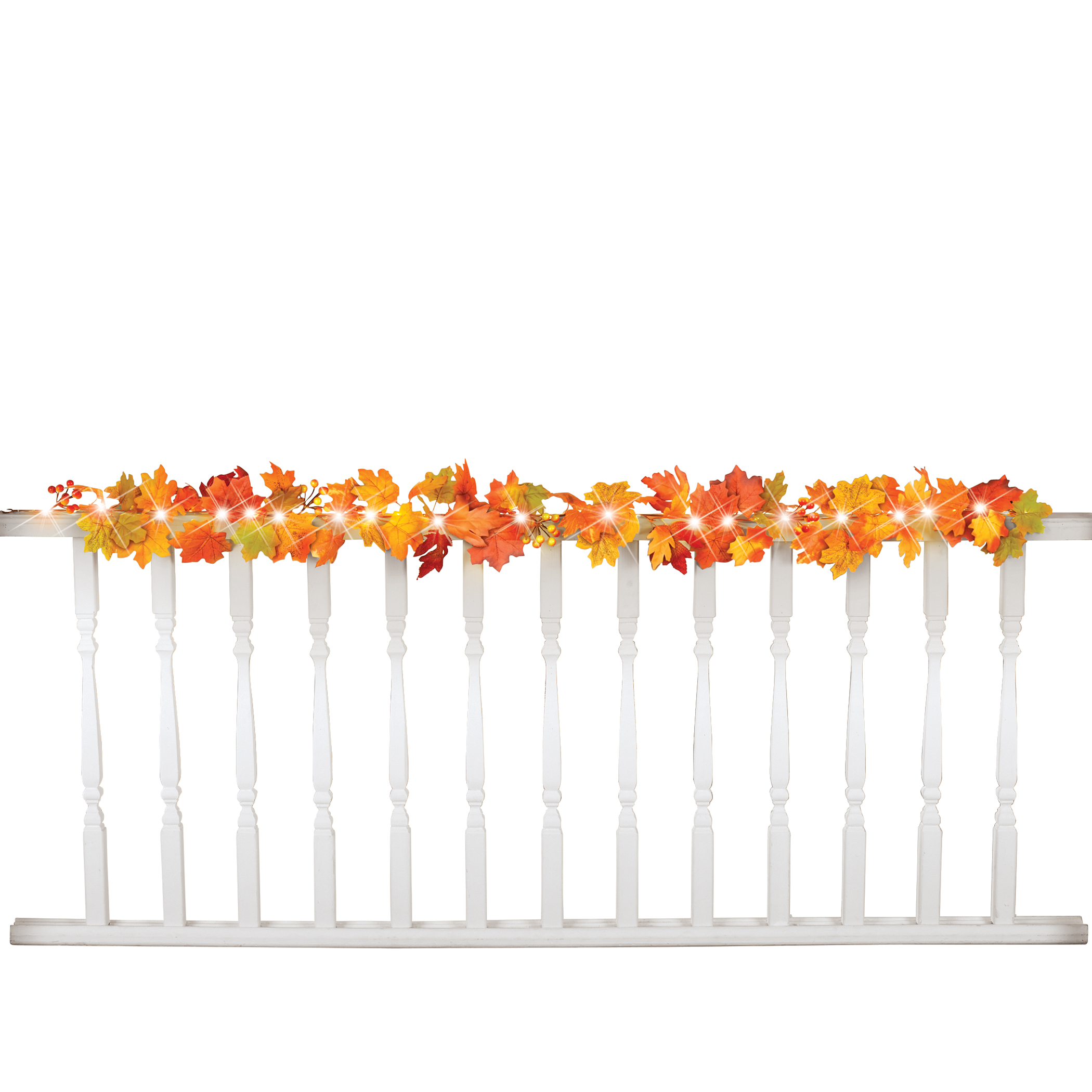 LED Lighted Solar Powered Colorful Autumn Leaves Garland