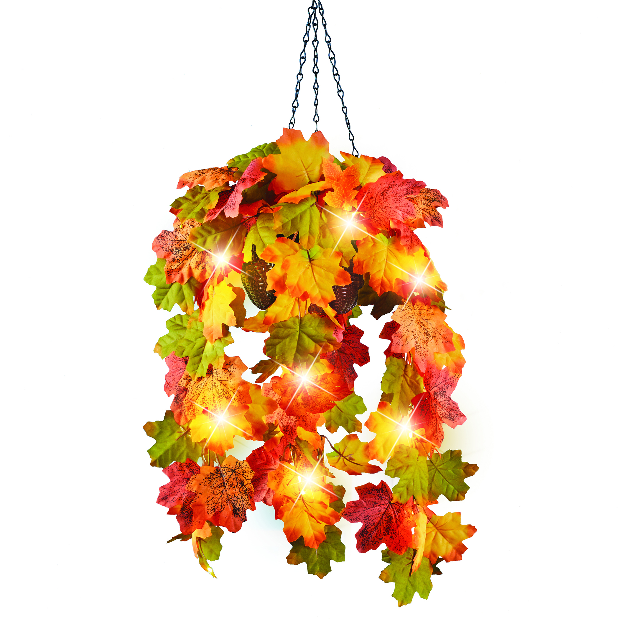 Solar Powered Colorful Autumn Leaves Hanging Basket