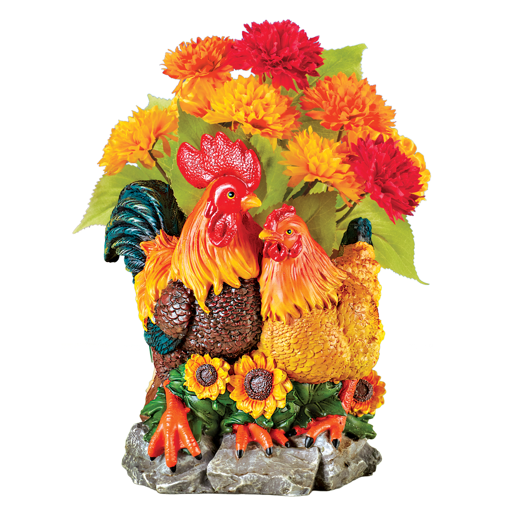 Hand-Painted Rooster and Pen Detailed Planter with Drainage Hole