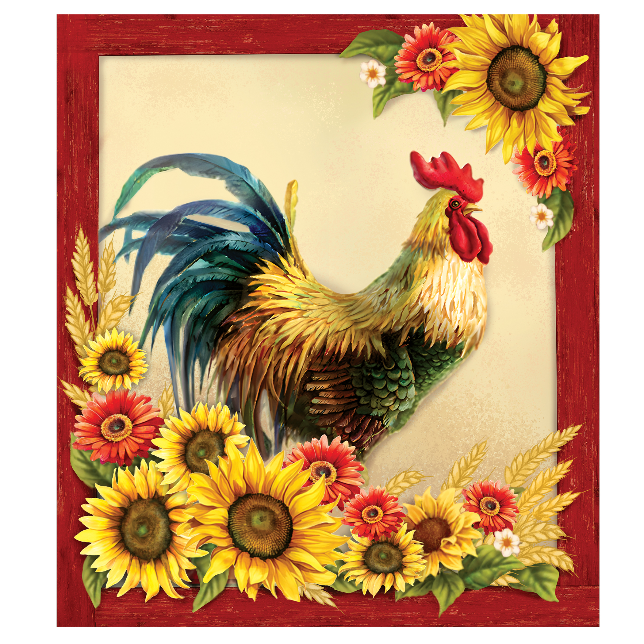 Rooster Sunflower Dishwasher Magnet