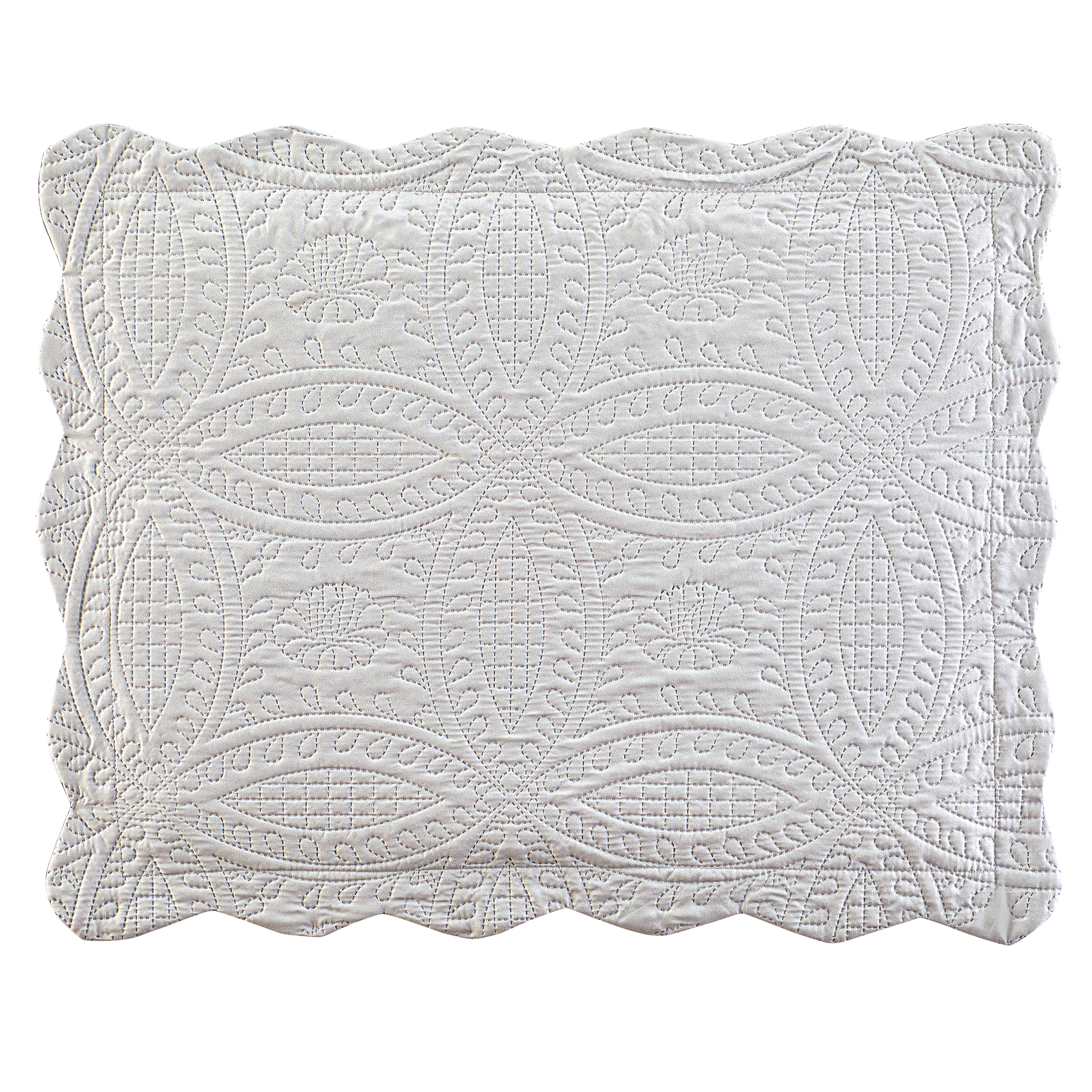 Bridget Textured Ring Design Scalloped Edge Pillow Sham Sham Gender Neutral Grey