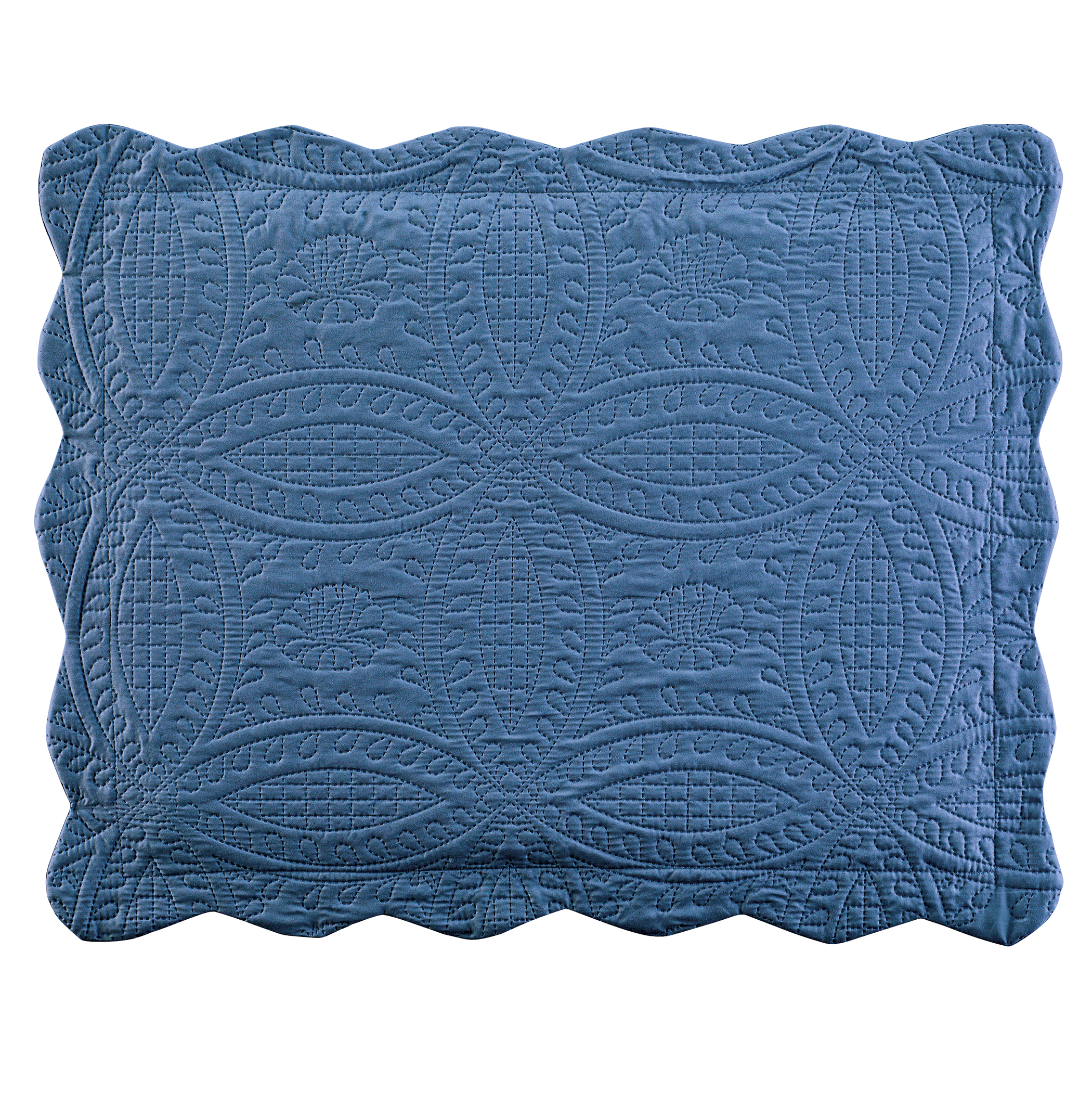 Bridget Textured Ring Design Scalloped Edge Pillow Sham Sham Gender Neutral Navy